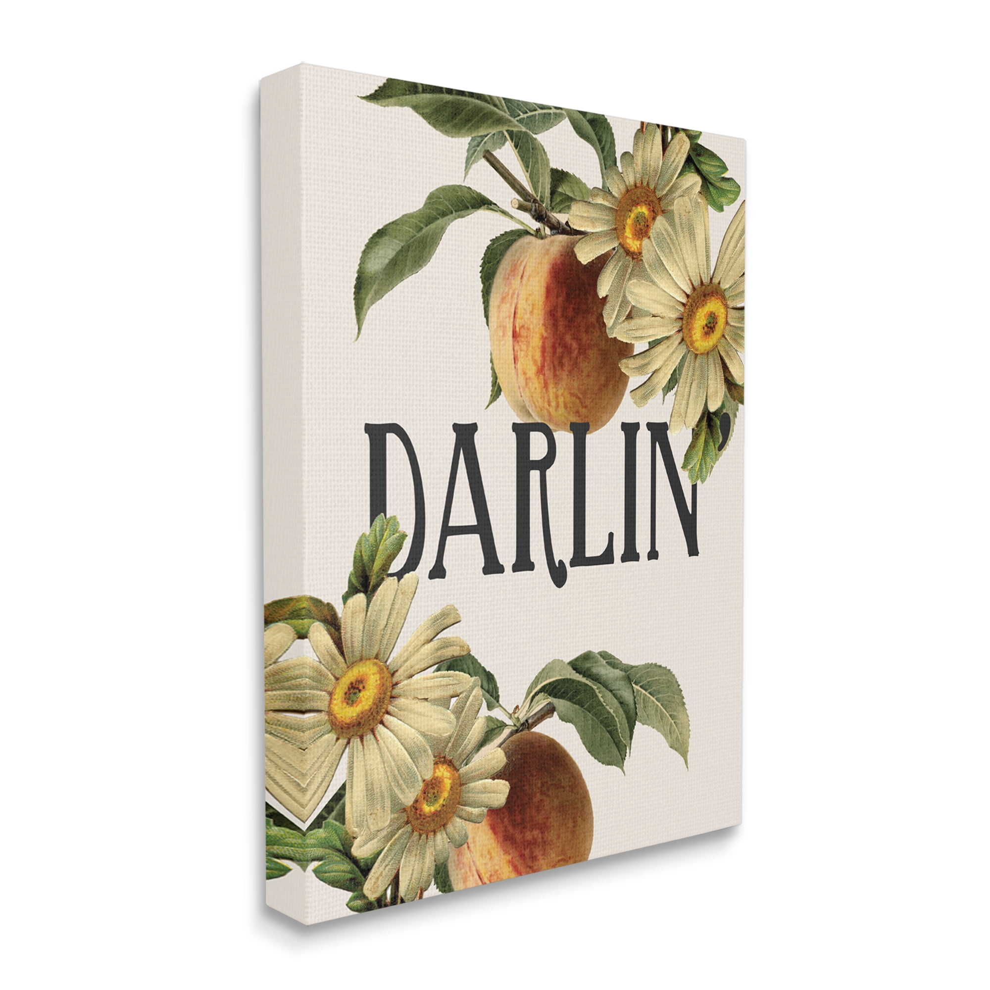 Stupell Industries Darlin' Southern Phrase Vintage Peach Tree Typography Painting Gallery Wrapped Canvas Art Print Wall Art, 36 x 48