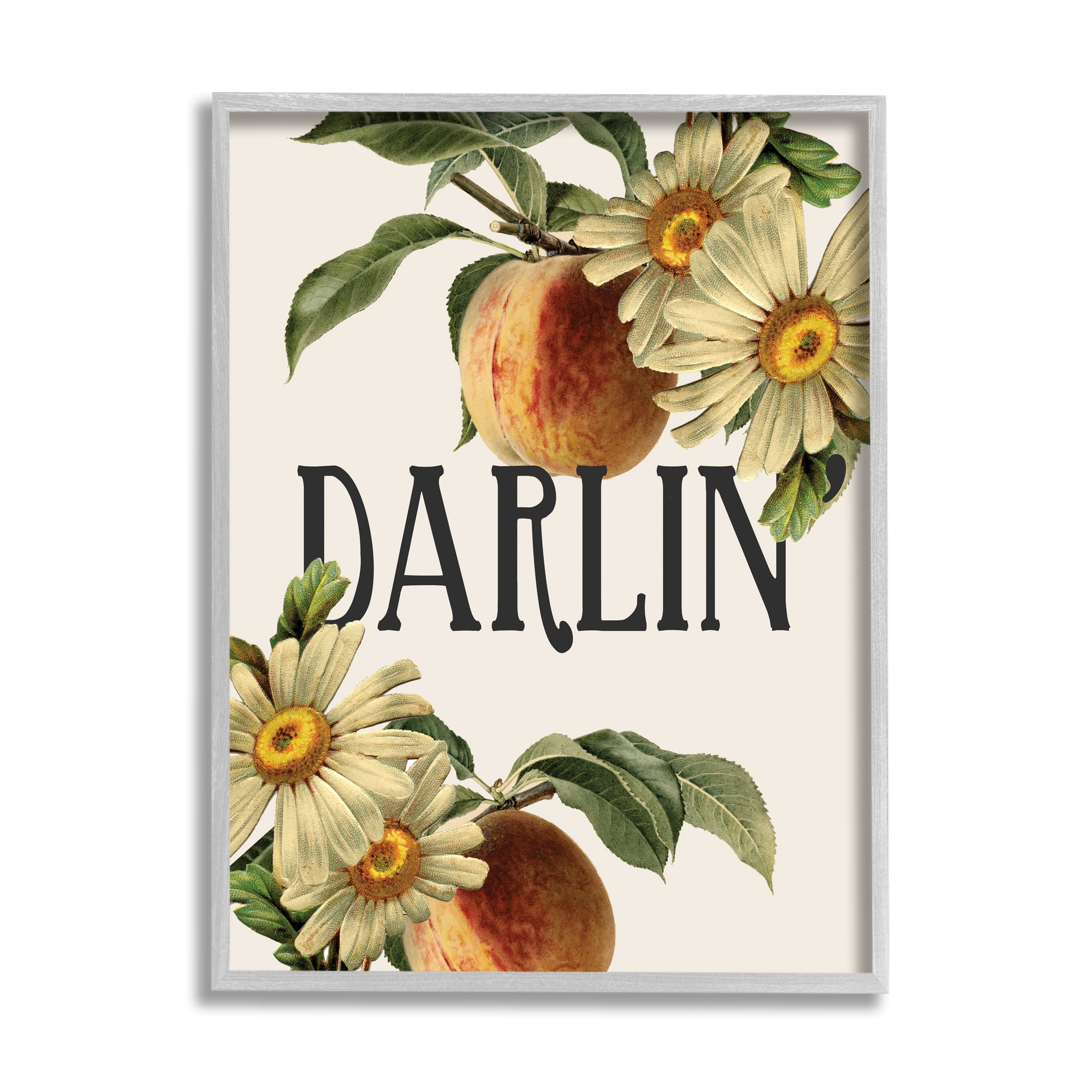 Stupell Industries Darlin' Southern Phrase Vintage Peach Tree Typography Painting Unframed Art Print Wall Art, 13 x 19