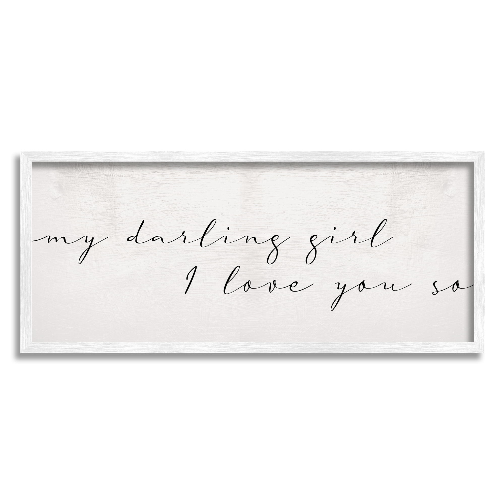 Stupell Industries Darling Girl I Love You So Sentiment Soft Typography Graphic Art White Framed Art Print Wall Art, 10x24, by Daphne Polselli