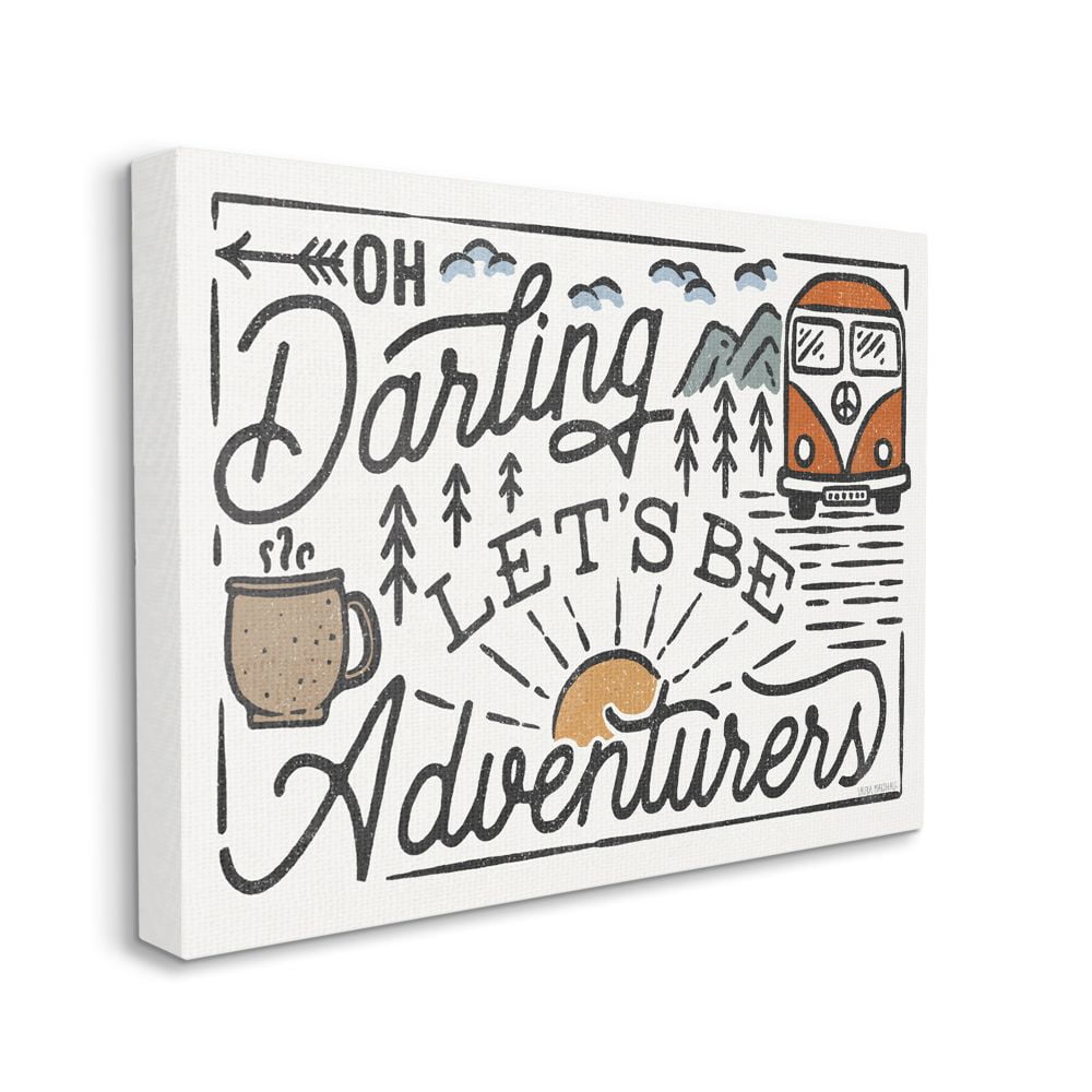 Stupell Industries Darling Lets Be Adventurers Quote Fun Whimsical Journey Phrase Canvas Wall Art Design by Laura Marshall, 36" x 48"