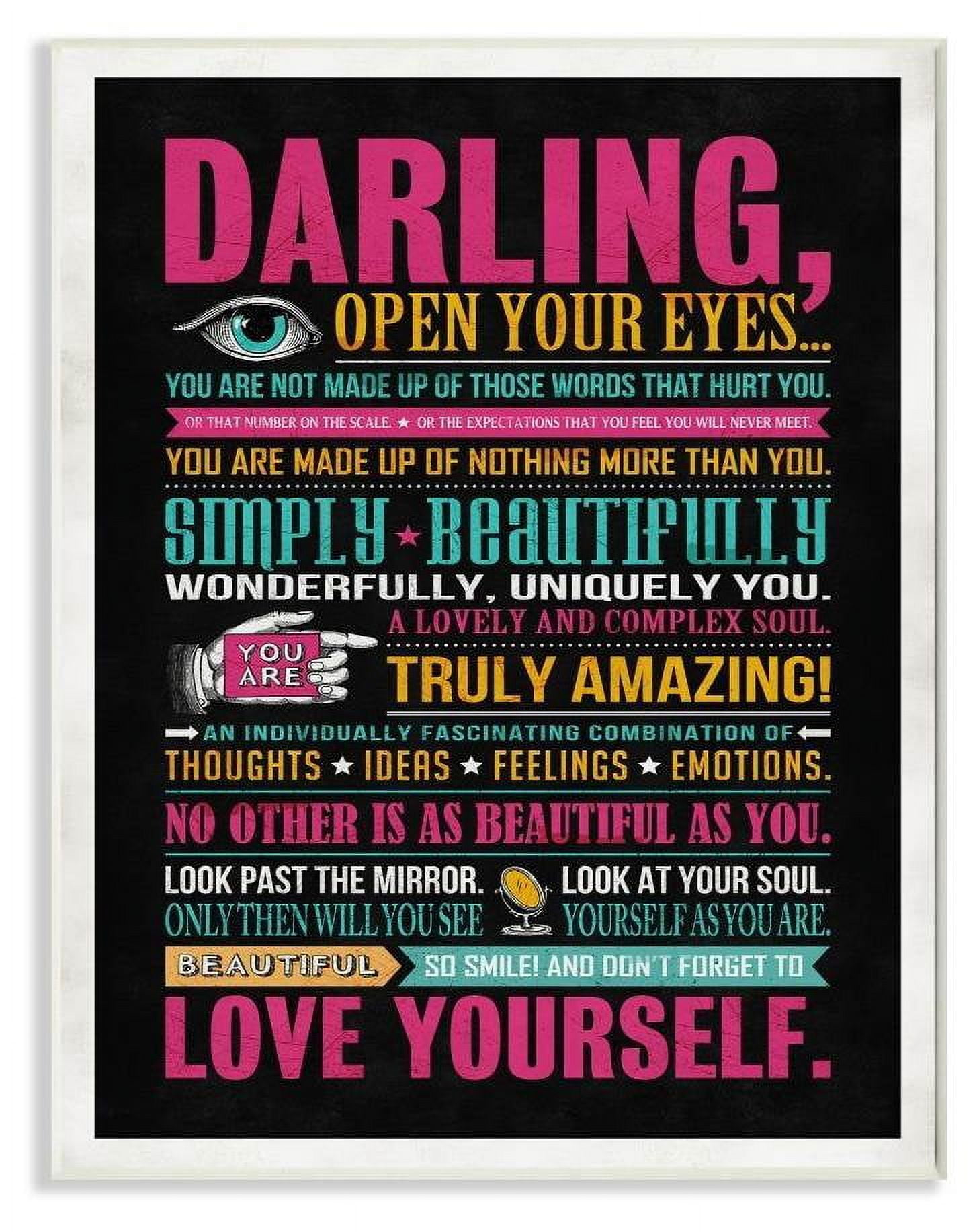 Stupell Industries Darling Love Yourself Inspirational Neon Word Design Wall Plaque by Ester Kay