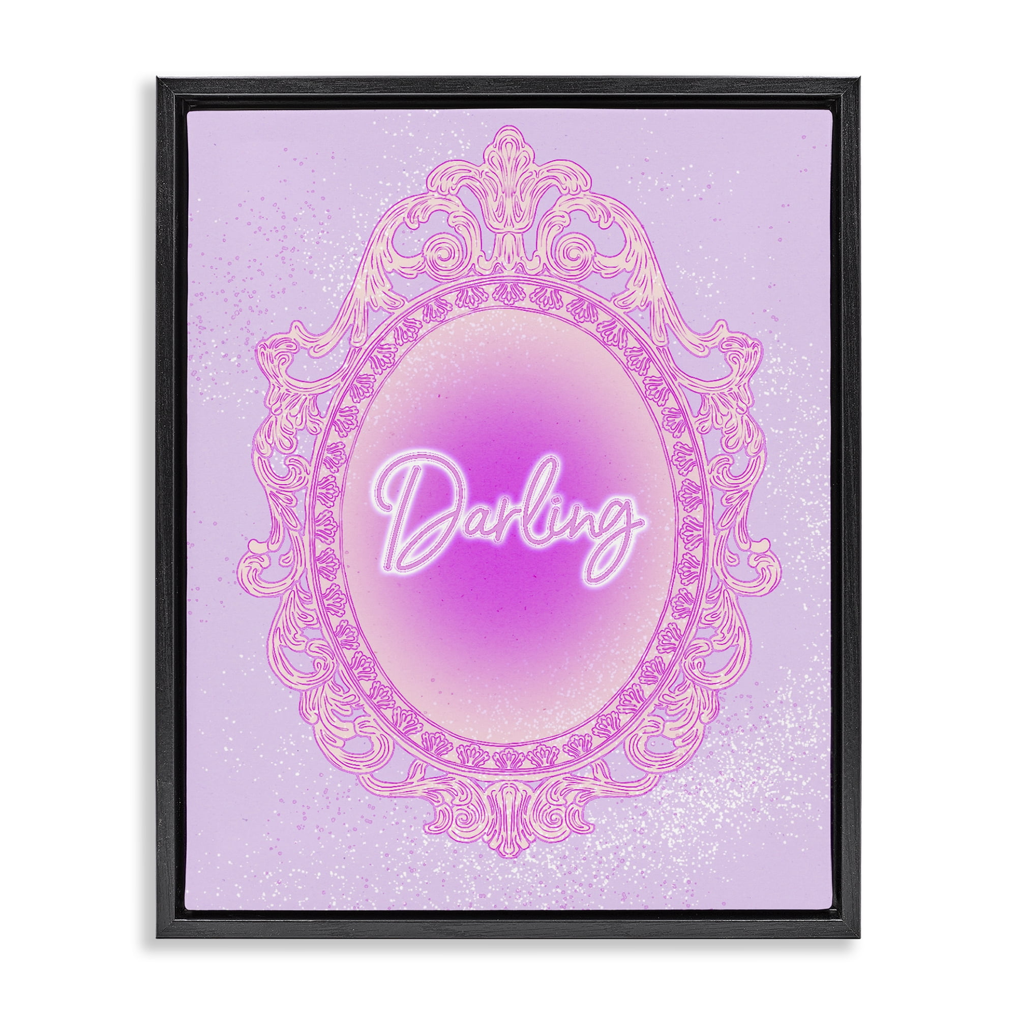 Stupell Industries Darling Ornate Mirror Black Framed Floater Canvas Wall Art, design by Ziwei Li