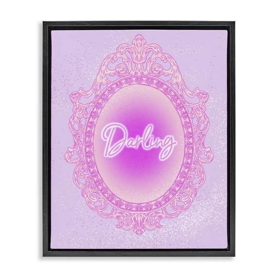 Stupell Industries Art Deco Darling Ornate Mirror Black Floating Frame Canvas Art, 17 x 21, by Ziwei Li