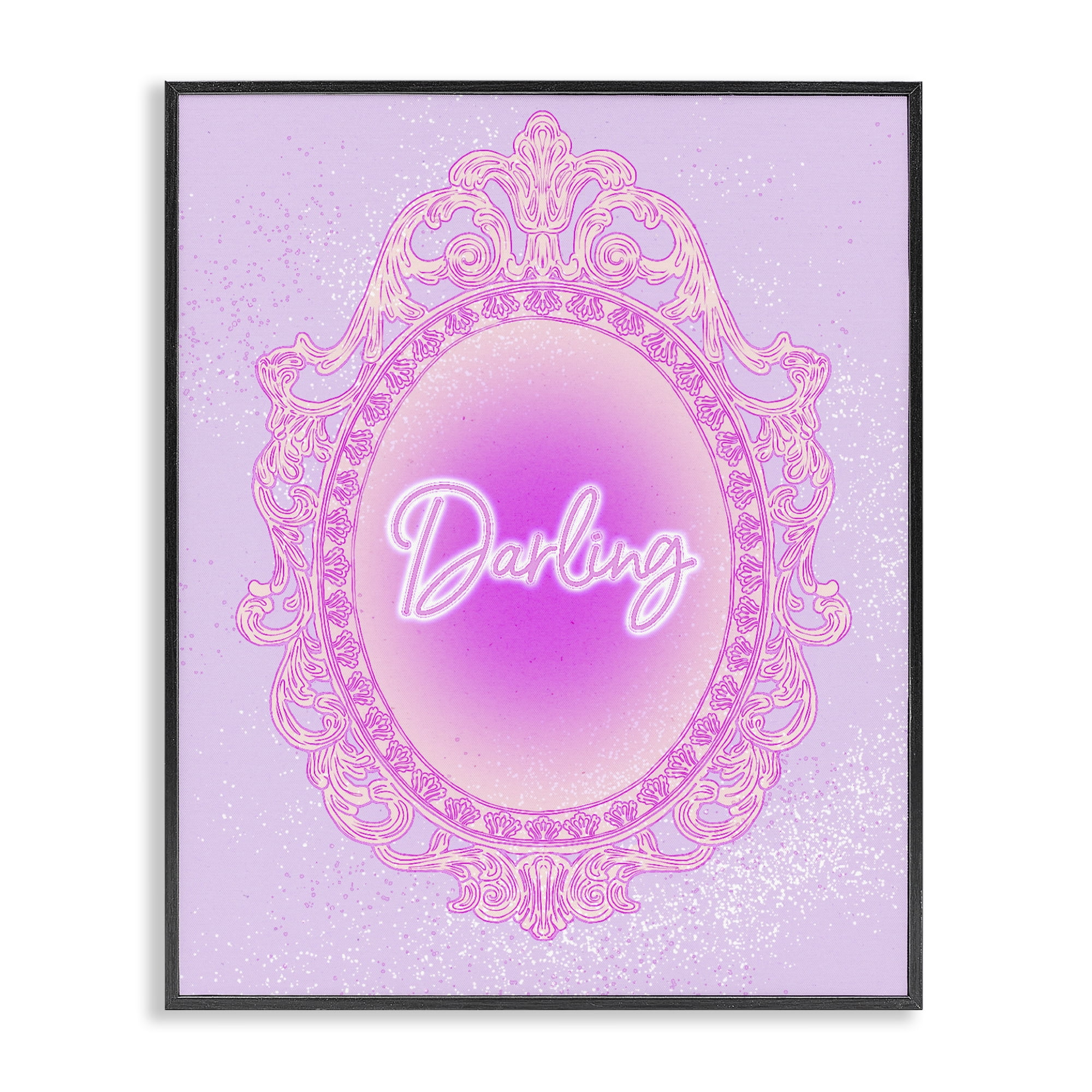 Stupell Industries Darling Ornate Mirror Black Framed Giclee Art, design by Ziwei Li
