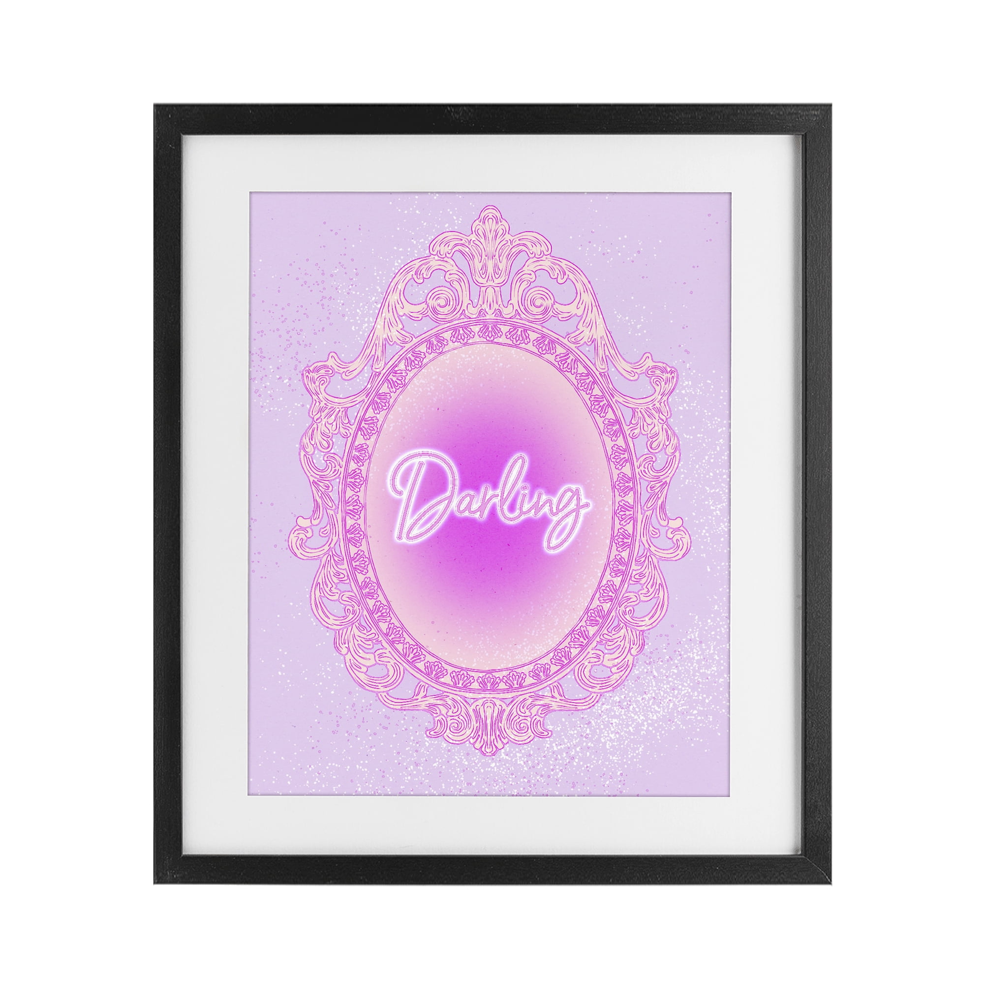 Stupell Industries Darling Ornate Mirror Black Framed Print Under Glass, design by Ziwei Li