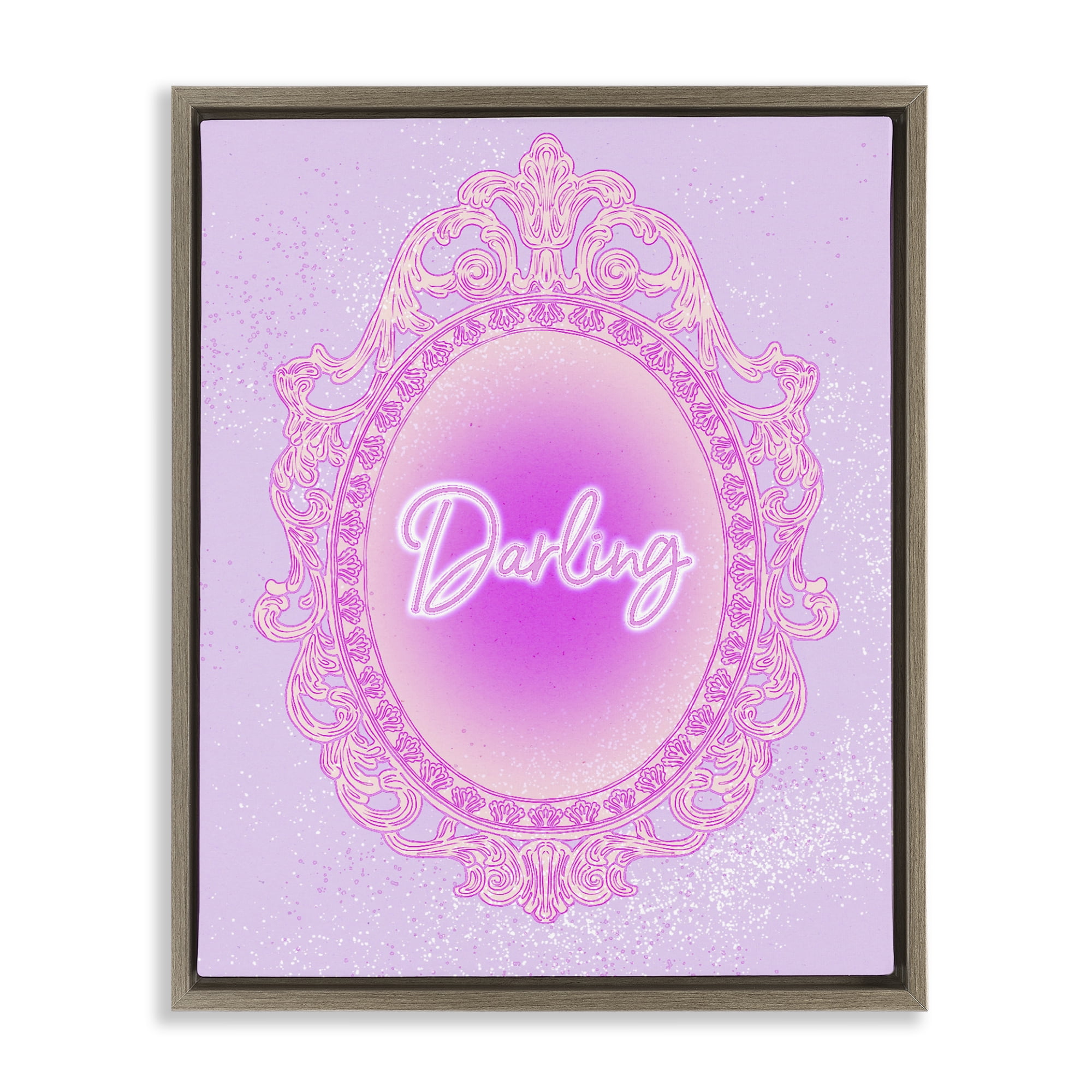 Stupell Industries Darling Ornate Mirror Brown Framed Floater Canvas Wall Art, design by Ziwei Li