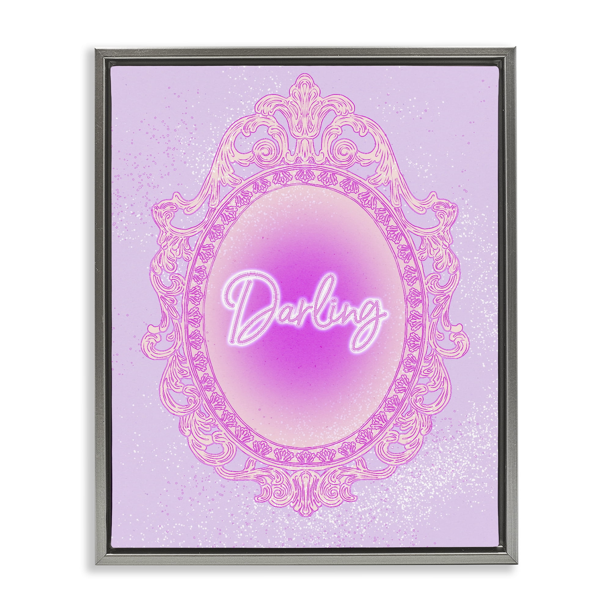Stupell Industries Darling Ornate Mirror Gray Framed Floater Canvas Wall Art, design by Ziwei Li