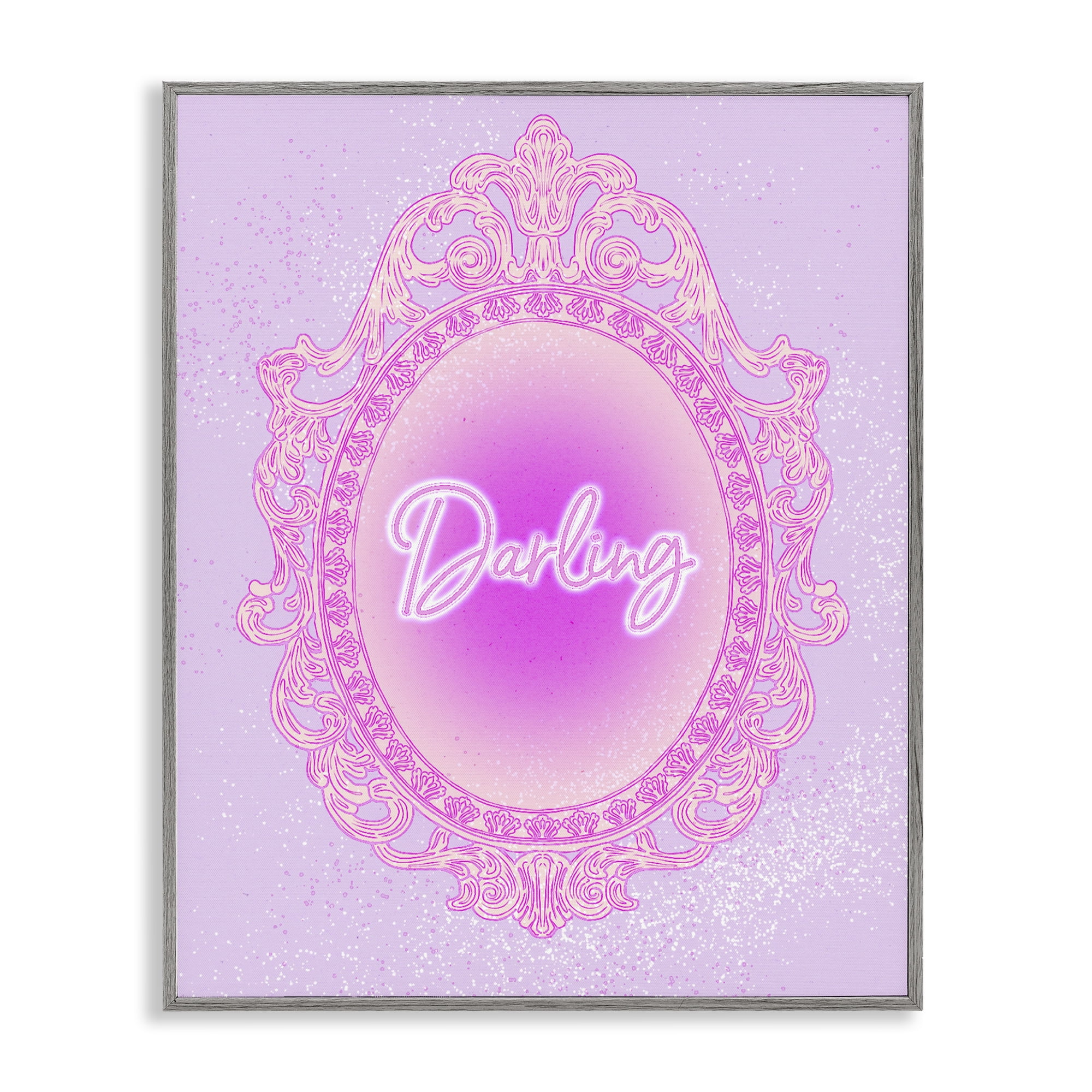 Stupell Industries Darling Ornate Mirror Gray Framed Giclee Art, design by Ziwei Li