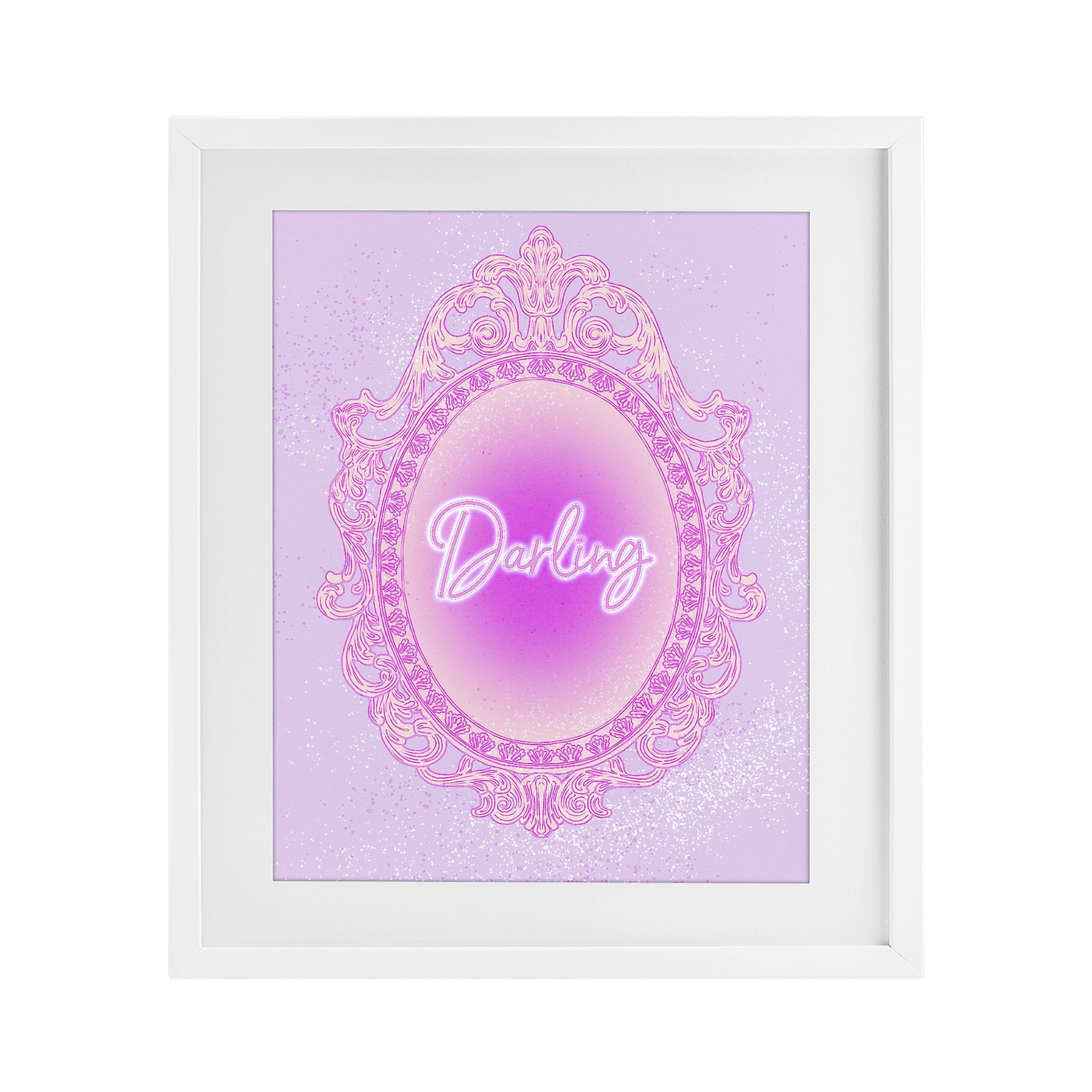 Stupell Industries Darling Ornate Mirror White Framed Print Under Glass, design by Ziwei Li