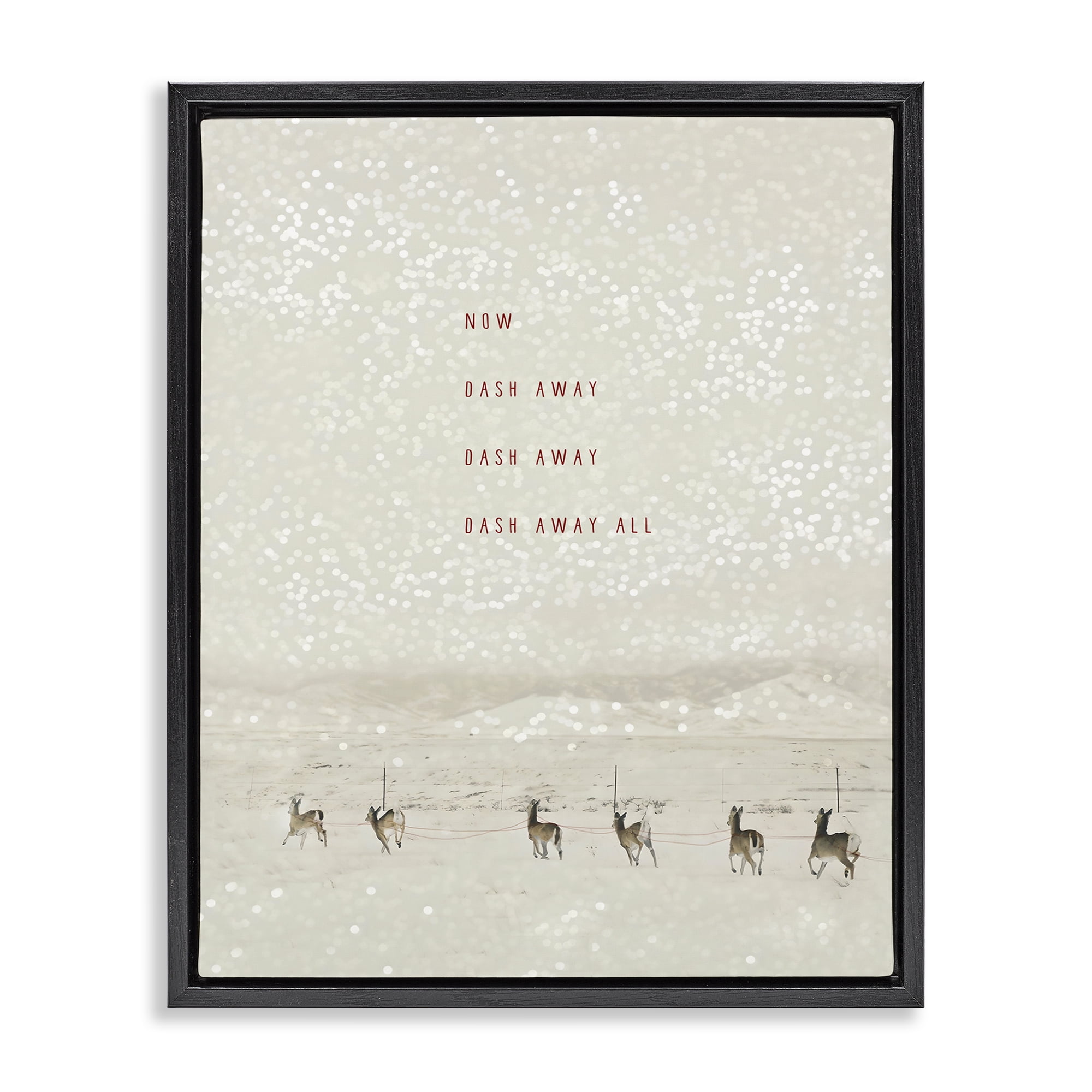 Stupell Industries Dash Away Winter Poem Landscape Painting Black Floater Framed Canvas Art Prints Wall Art, 25 x 31