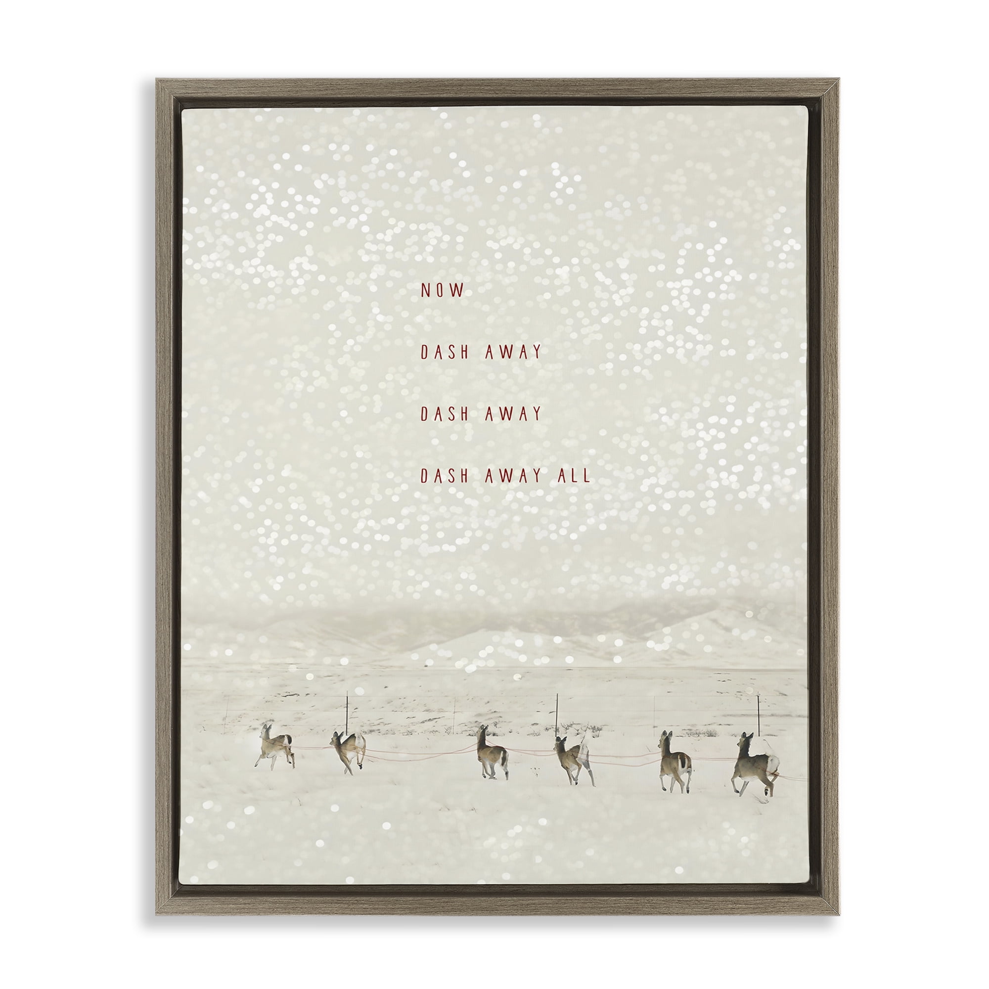 Stupell Industries Dash Away Winter Poem Landscape Painting Brown Floater Framed Canvas Art Prints Wall Art, 17 x 21