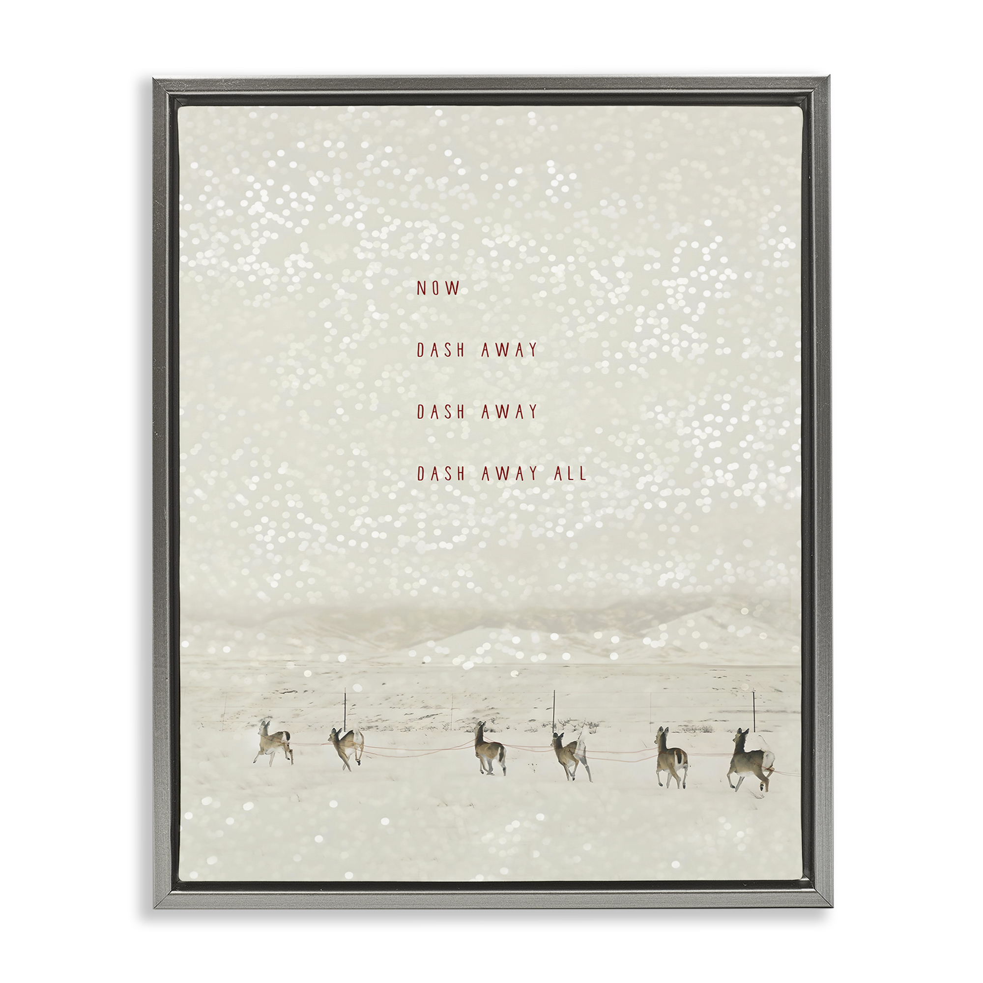 Stupell Industries Dash Away Winter Poem Landscape Painting Gray Floater Framed Canvas Art Prints Wall Art, 25 x 31