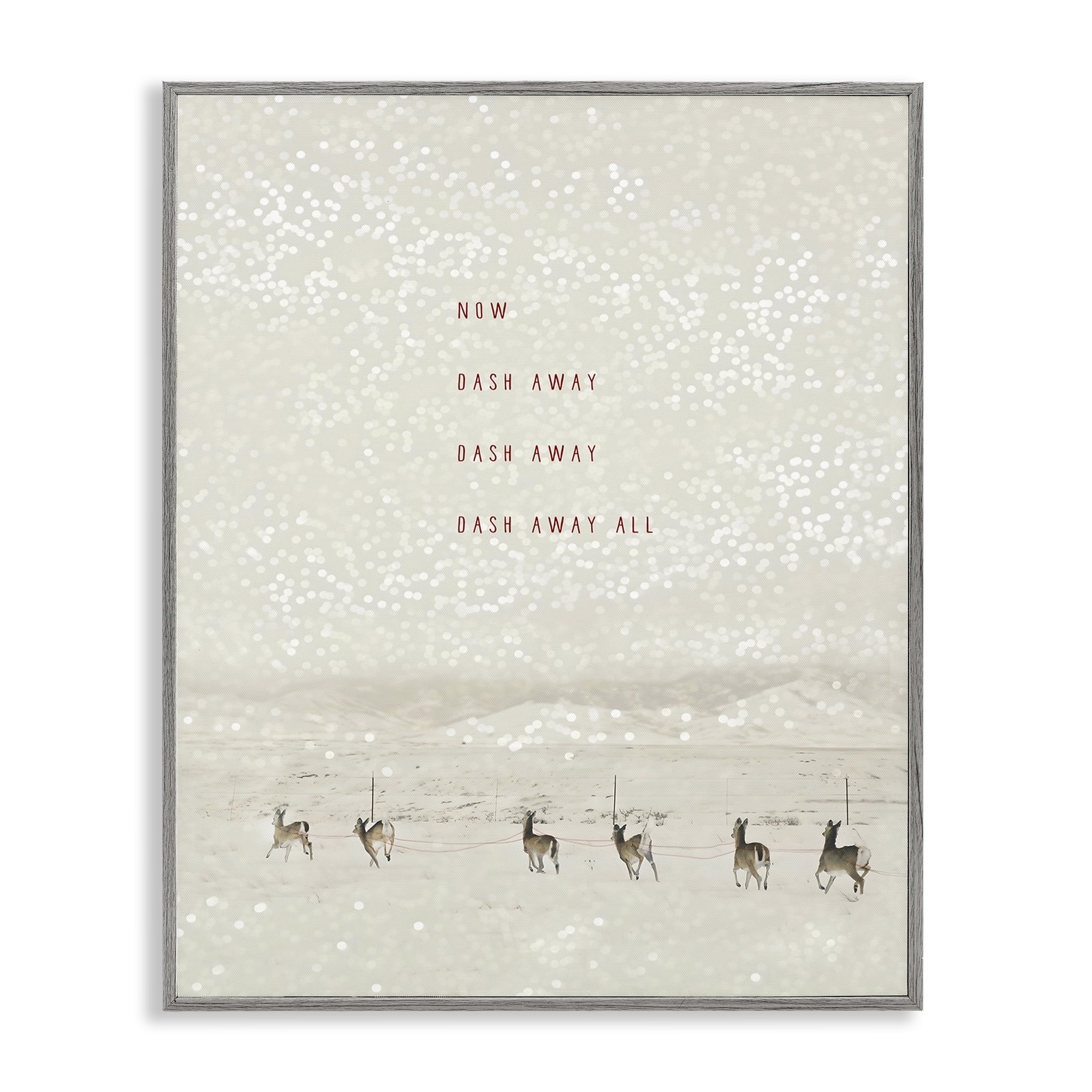 Stupell Industries Dash Away Winter Poem Landscape Painting Gray Framed Art Prints Wall Art, 16 x 20