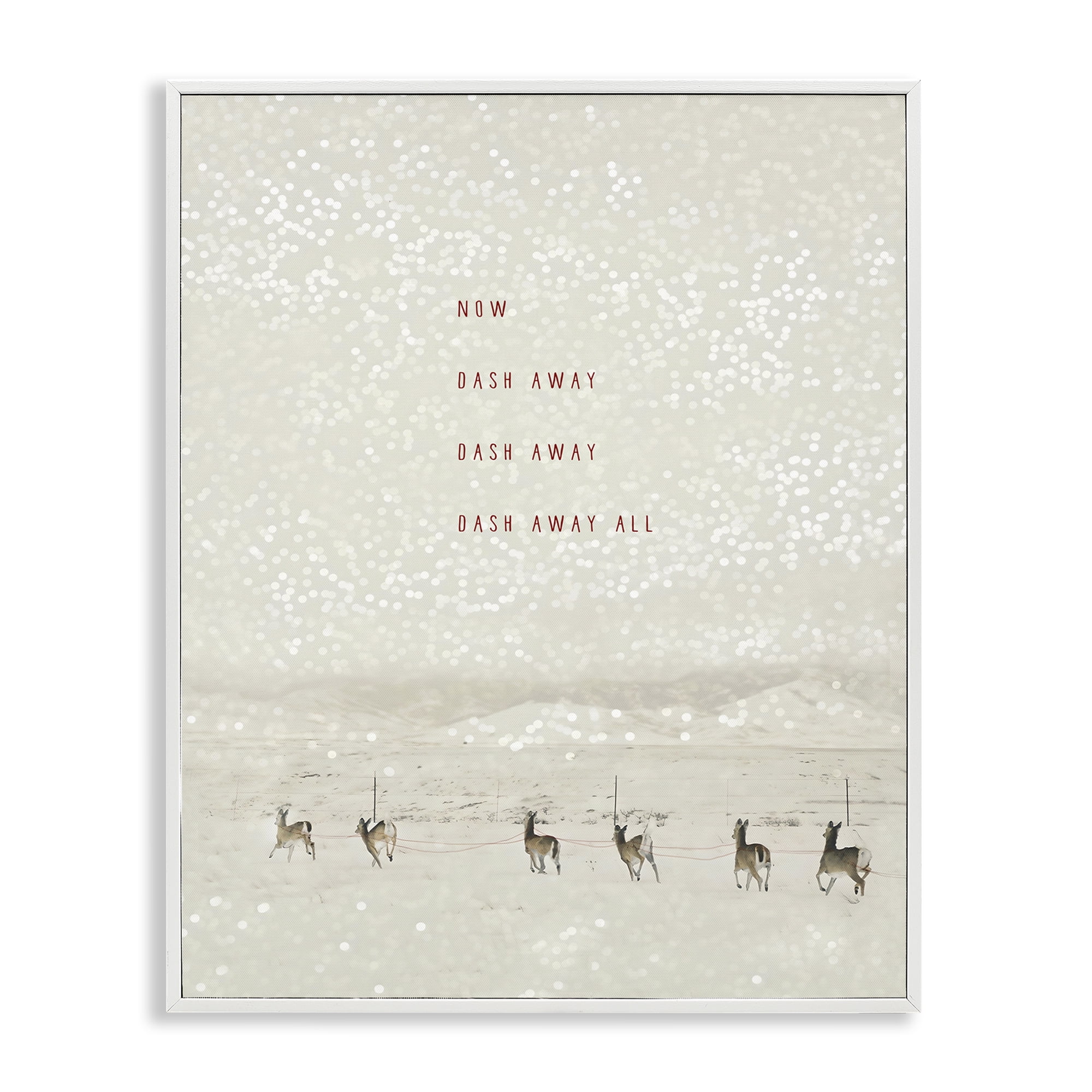 Stupell Industries Dash Away Winter Poem Landscape Painting White Framed Art Prints Wall Art, 16 x 20