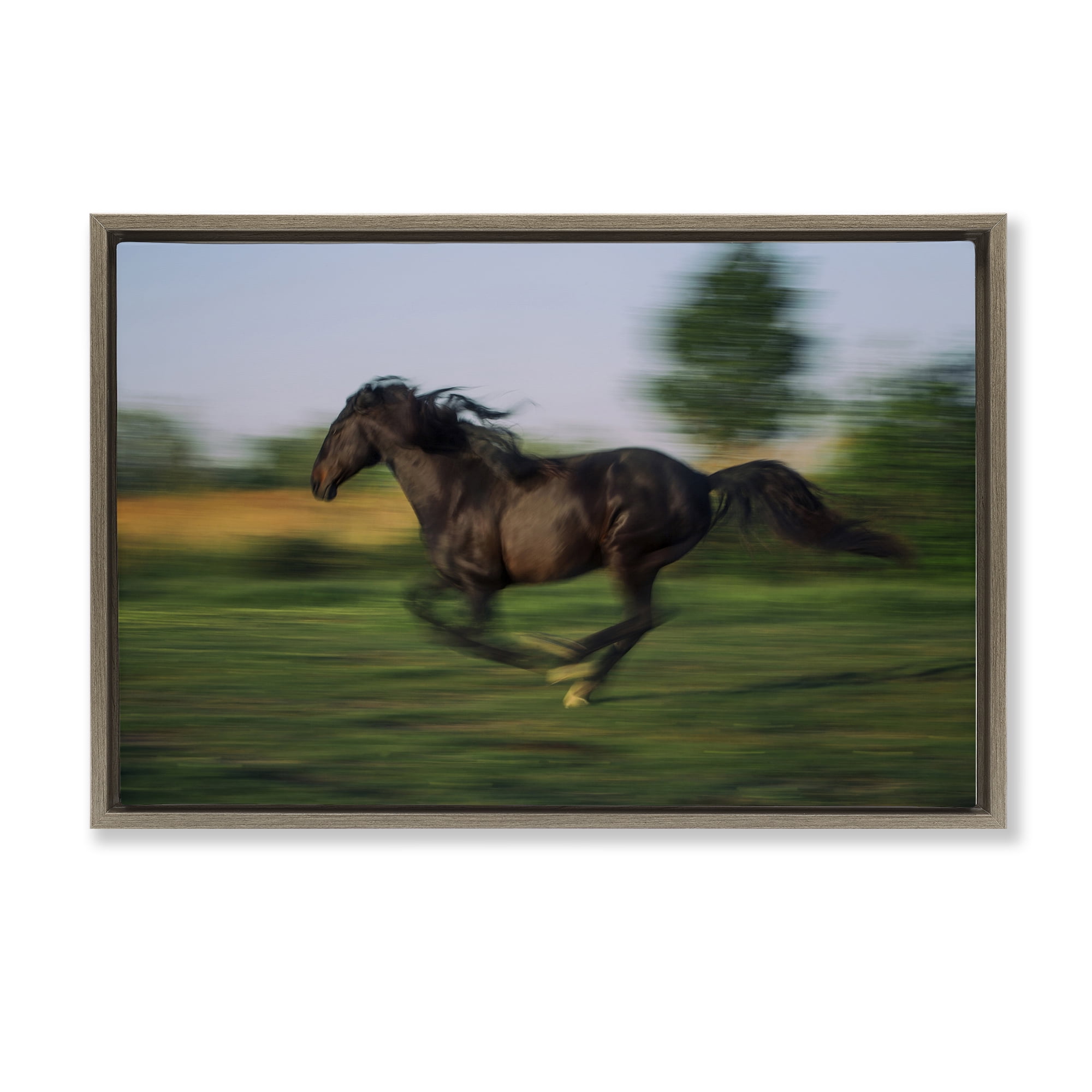 Stupell Industries Dashing Camargue Racehorse Brown Framed Floater Canvas Wall Art, design by Scott Stulberg