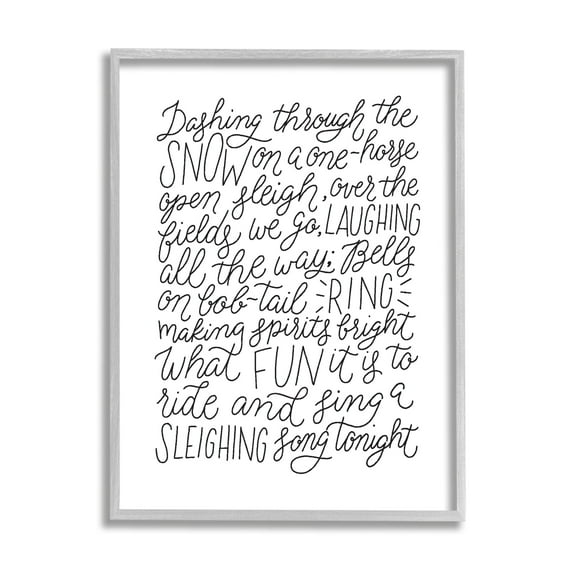 Stupell Industries Dashing Through The Snow Fun Casual Calligraphy Song Graphic Art Gray Framed Art Print Wall Art, Design by Leah Bisch