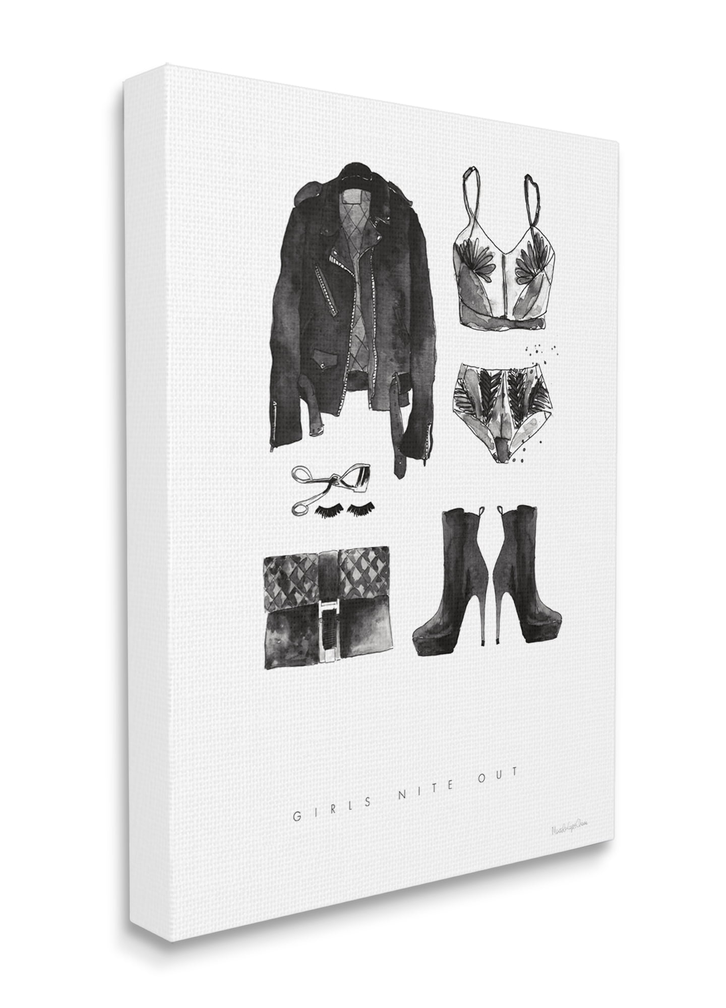 Stupell Industries Date Nite Slang Quote Female Fashion Mood Canvas Wall Art, 24 x 30, Design by Mercedes Lopez Charro