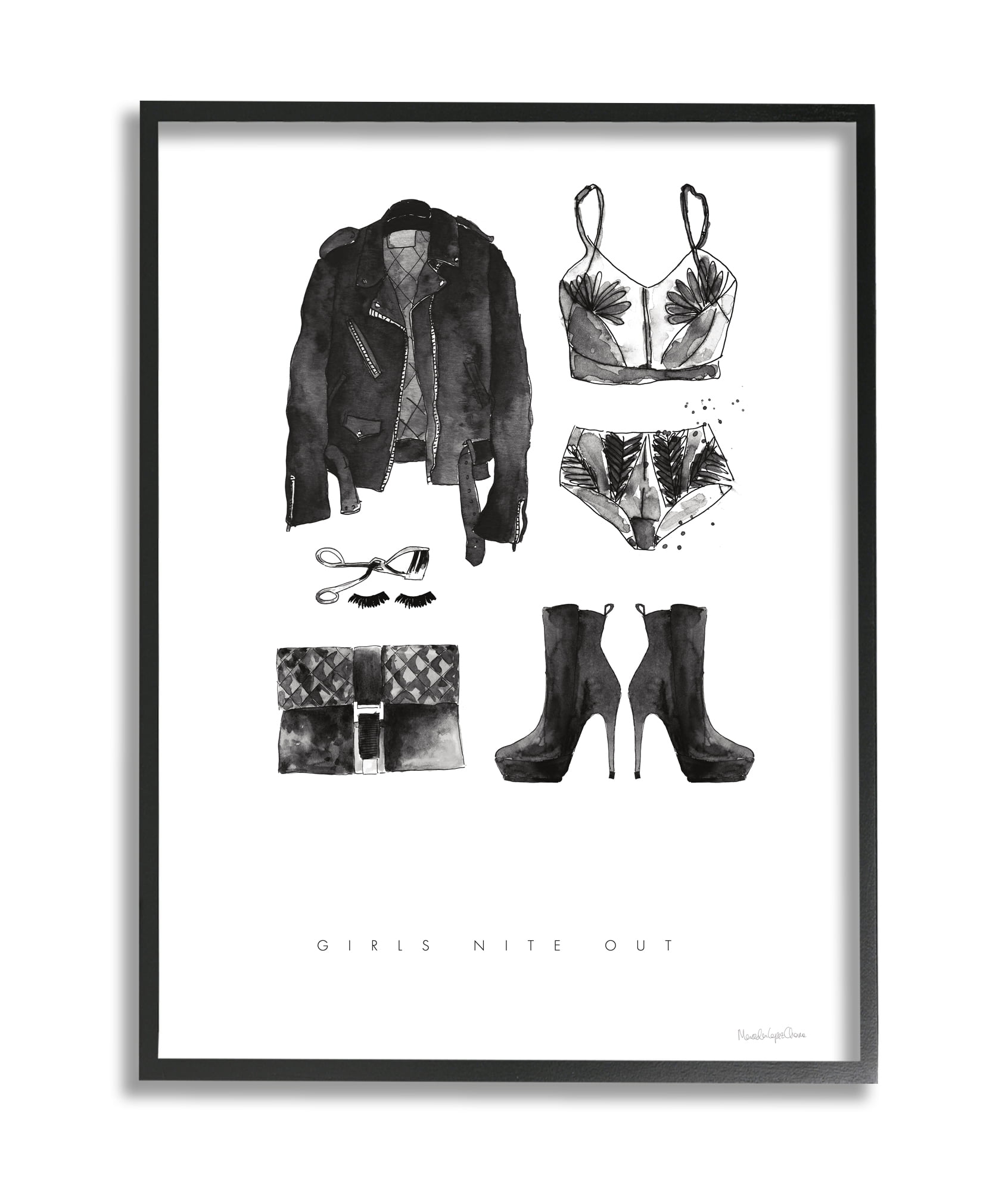 Stupell Industries Date Nite Slang Quote Female Fashion Mood Canvas Wall Art, 36 x 48, Design by Mercedes Lopez Charro
