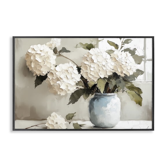 Stupell Industries Daubed Hydrangea Petals Bouquet Floral Painting Black Framed Art Print Wall Art, 18 x 12