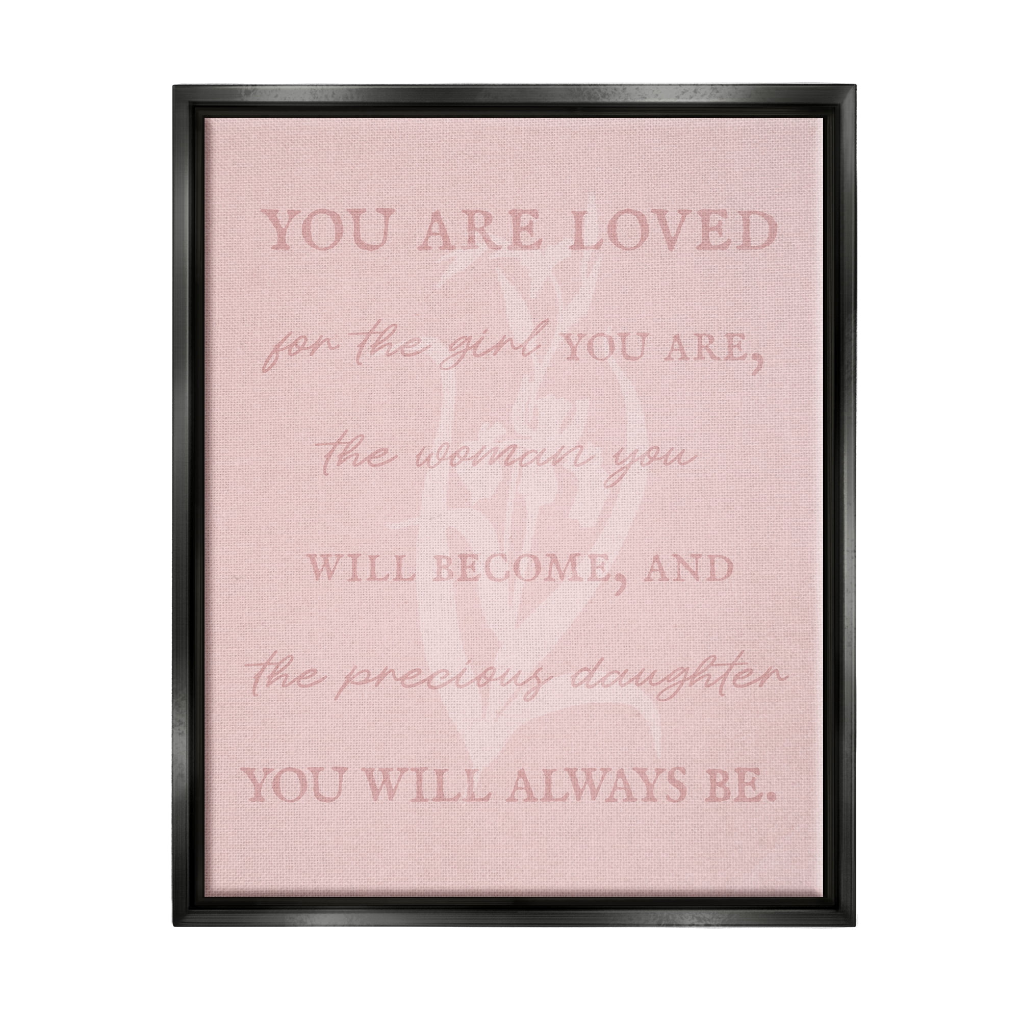 Stupell Industries Daughter You Are Loved Inspirational Painting Black Floater Framed Canvas Art Print Wall Art, 17 x 21