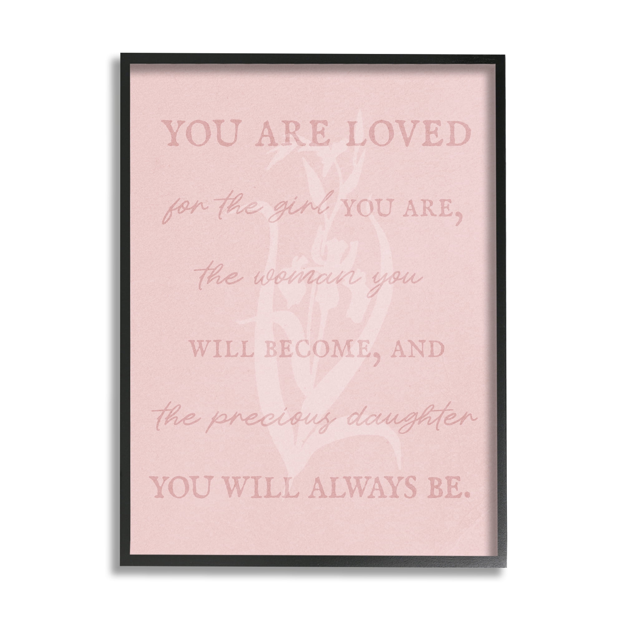 Stupell Industries Daughter You Are Loved Inspirational Painting Black Framed Art Print Wall Art, 16 x 20