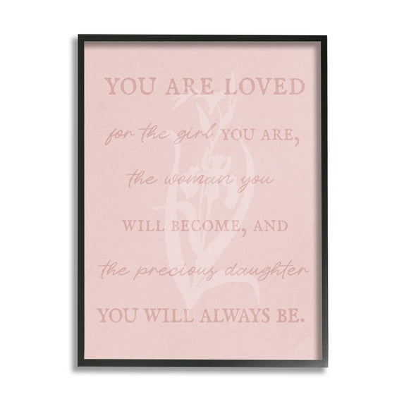 Stupell Industries Daughter You Are Loved Inspirational Painting Black Framed Art Print Wall Art, 16 x 20