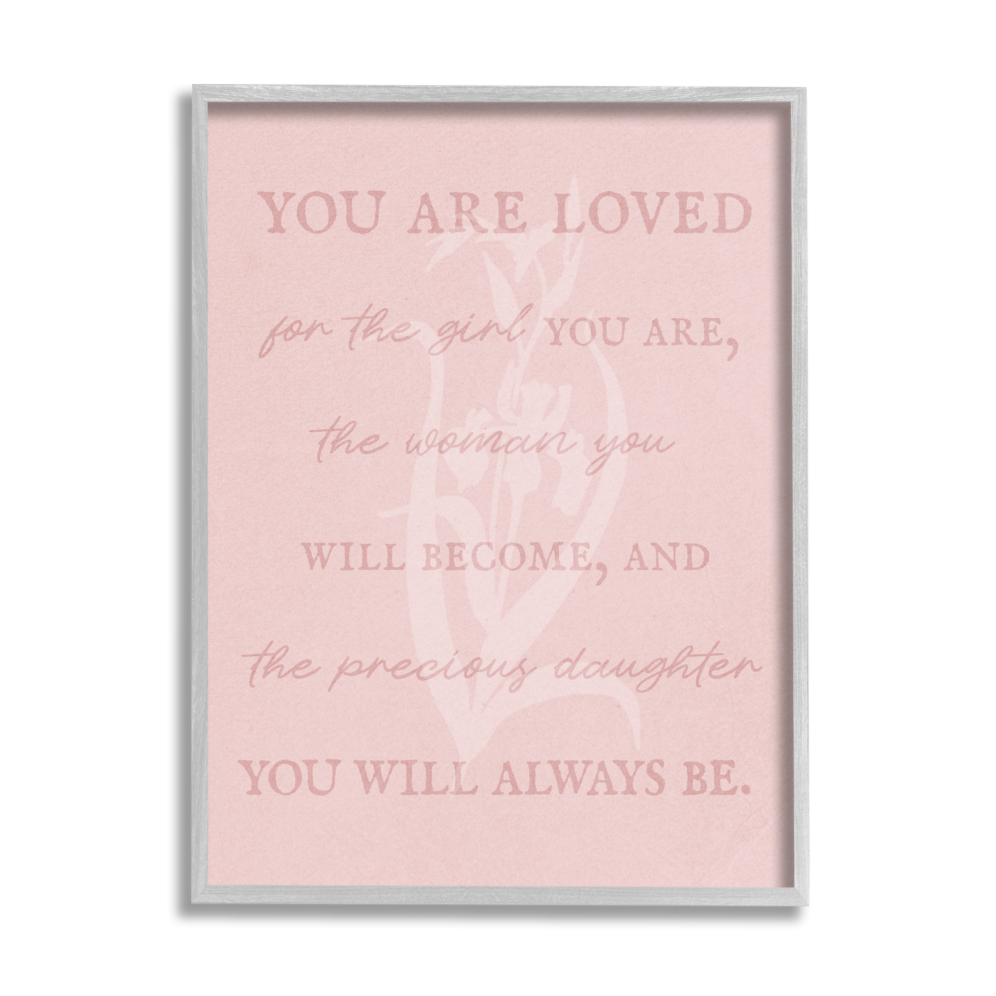 Stupell Industries Daughter You Are Loved Inspirational Painting Gray Framed Art Print Wall Art, 11 x 14