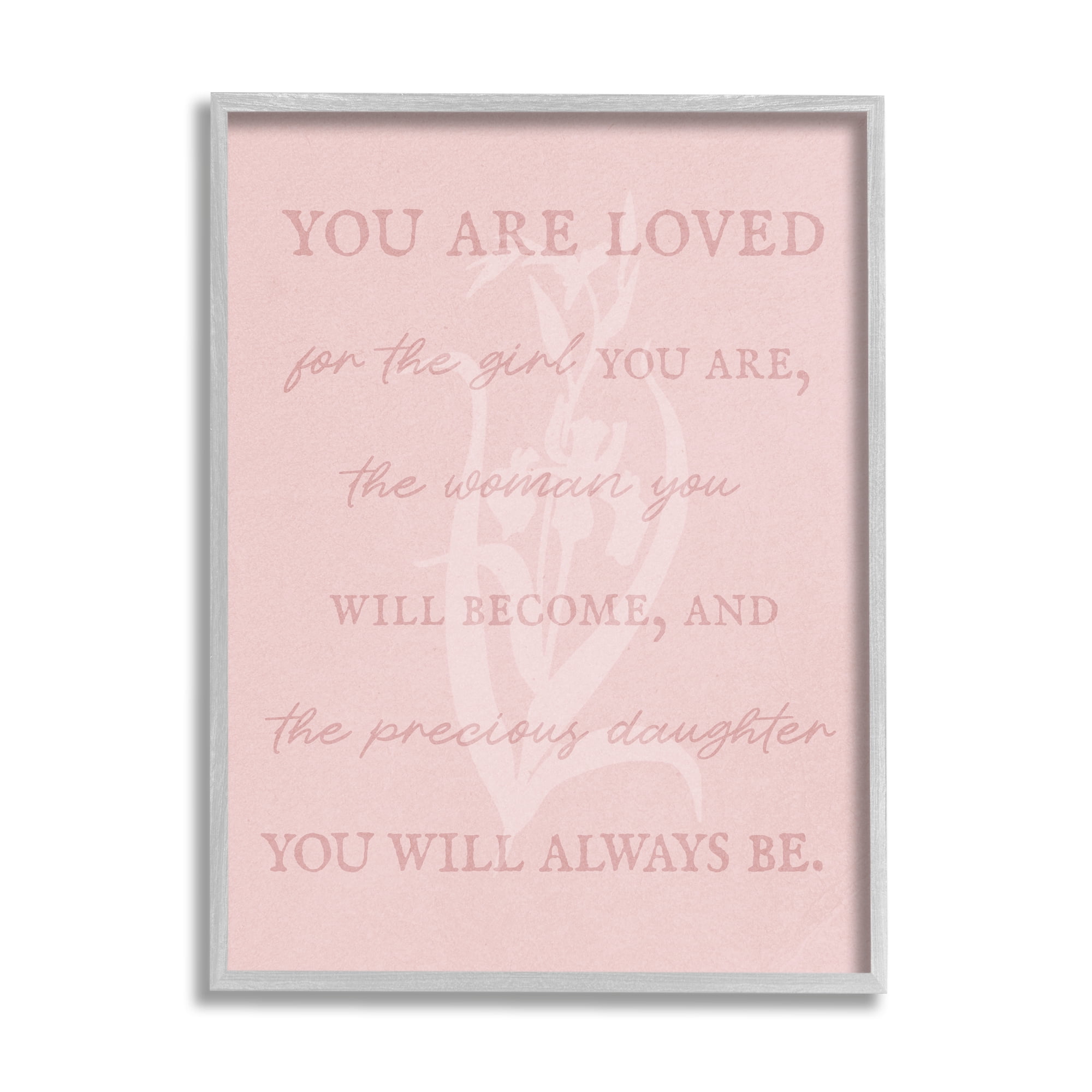 Stupell Industries Daughter You Are Loved Inspirational Painting Gray Framed Art Print Wall Art, 24 x 30