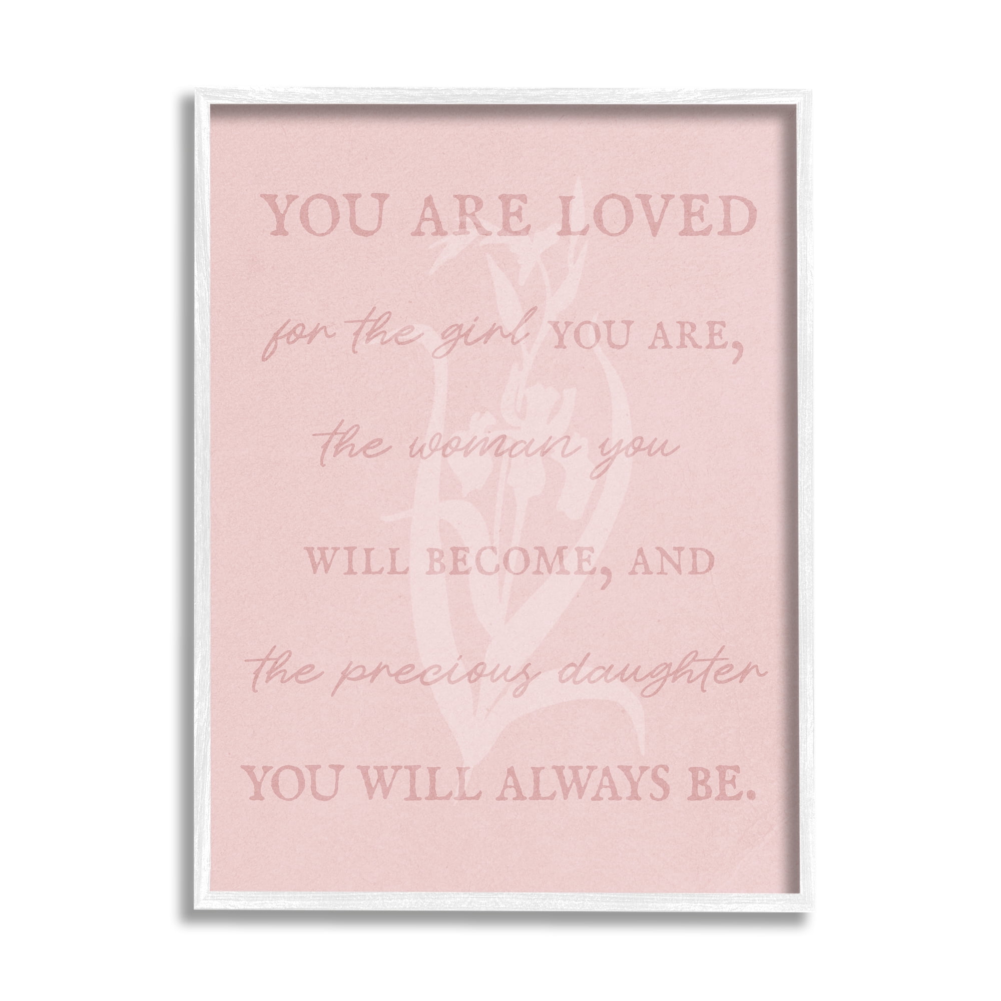 Stupell Industries Daughter You Are Loved Inspirational Painting White Framed Art Print Wall Art, 11 x 14