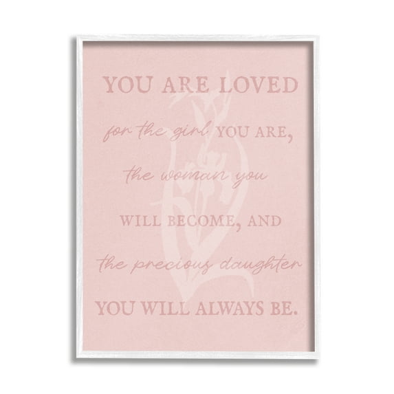Stupell Industries Daughter You Are Loved Inspirational Painting White Framed Art Print Wall Art, 16 x 20