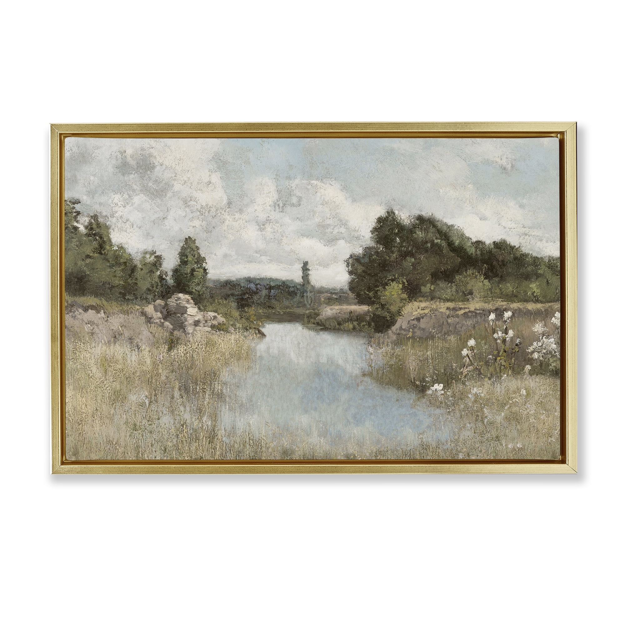 Stupell Industries Dawn At The Shore Gold Framed Floater Canvas Wall Art, design by Christy McKee