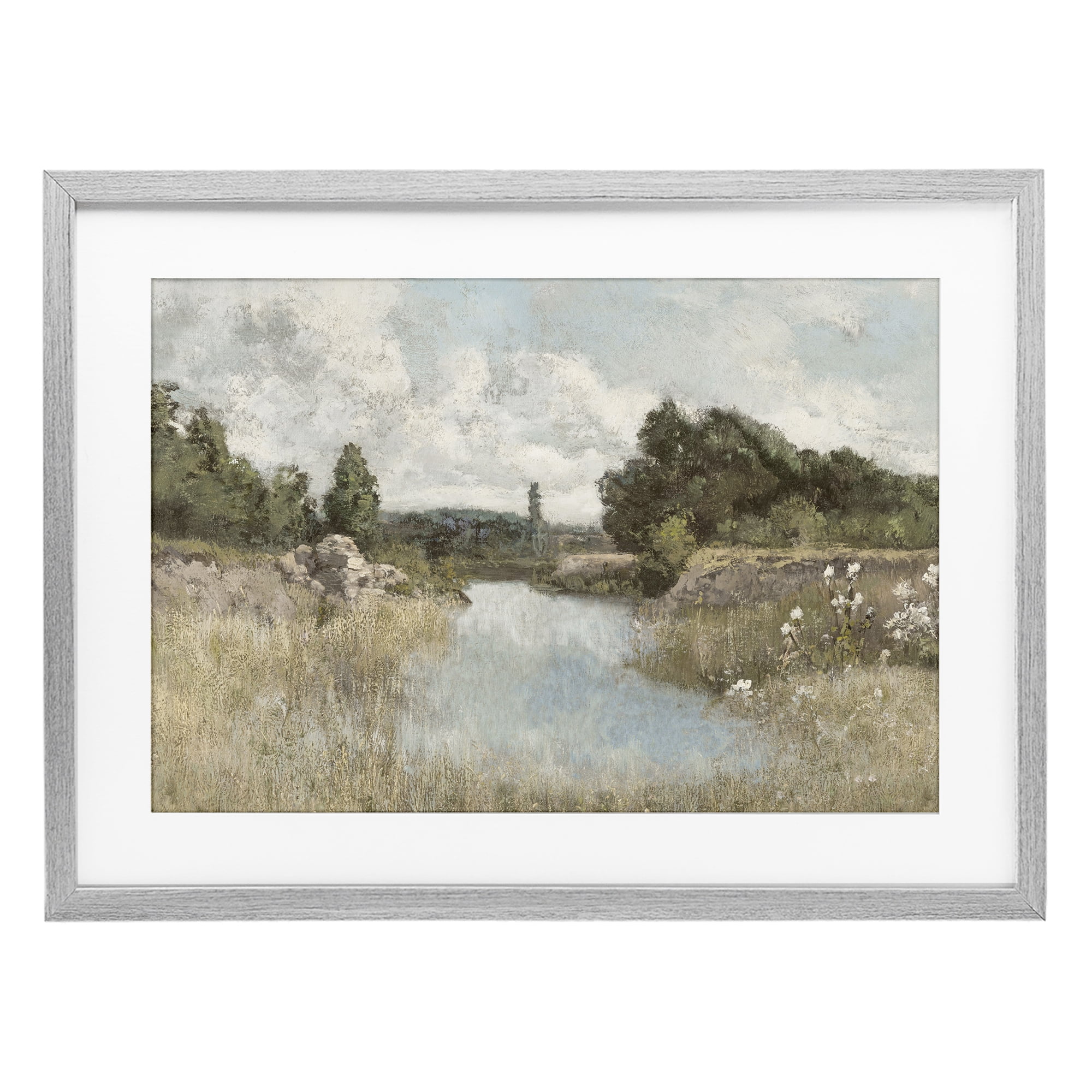 Stupell Industries Dawn At The Shore Gray Framed Print Under Glass, design by Christy McKee