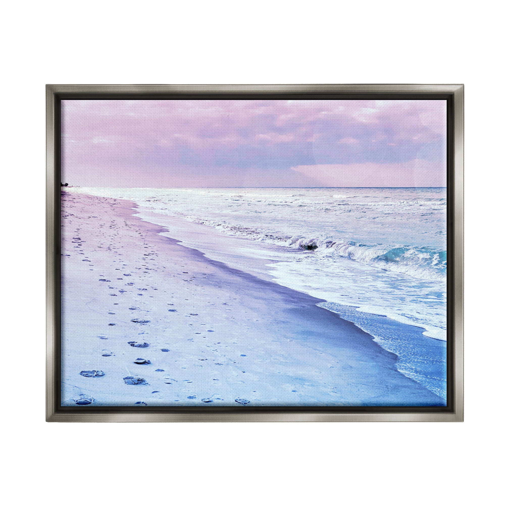 Stupell Industries Dawn Break Shoreline Nature Photography Gray Floater Framed Art Print Wall Art, 31 x 25