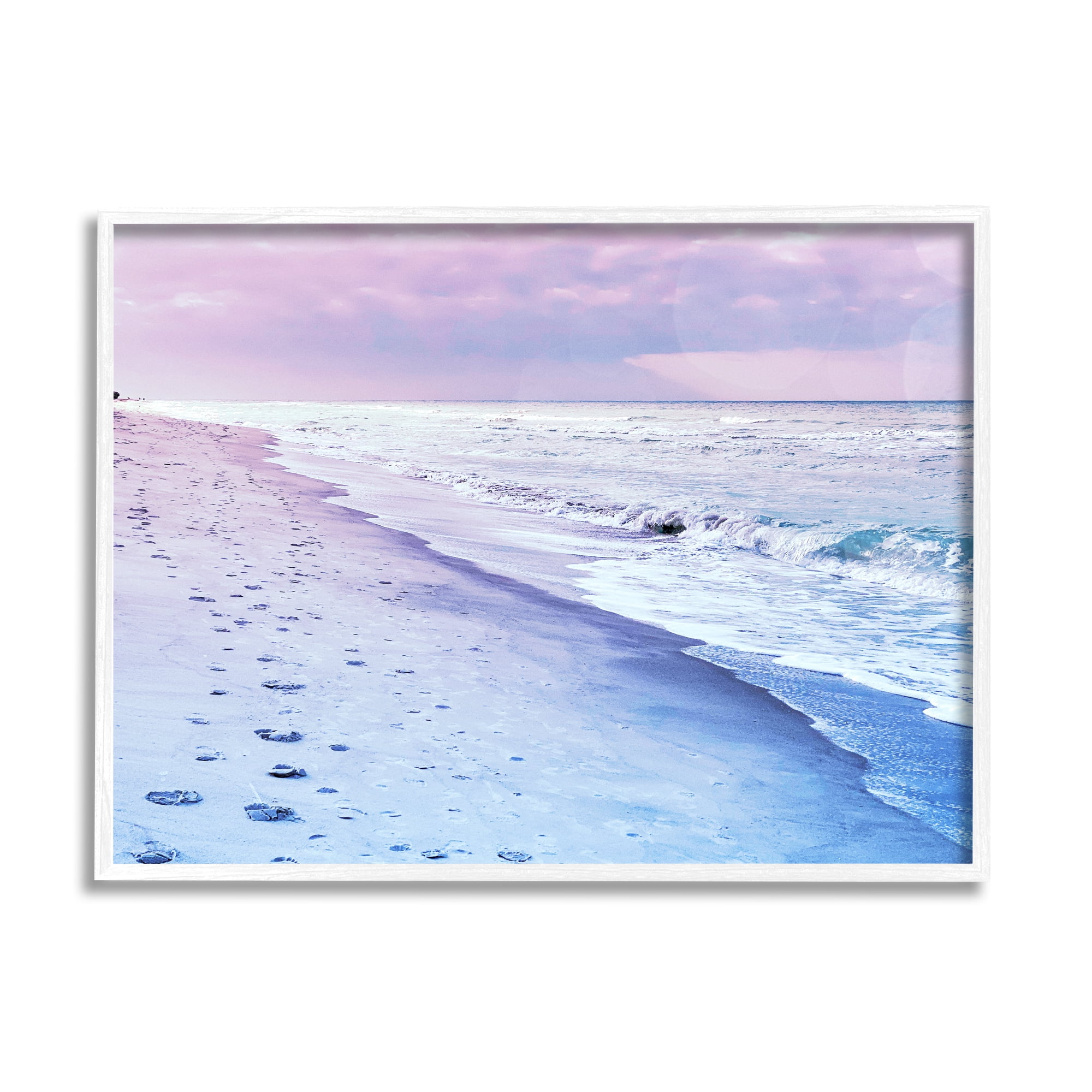 Stupell Industries Dawn Break Shoreline Nature Photography White Framed Art Print Wall Art, 20 x 16
