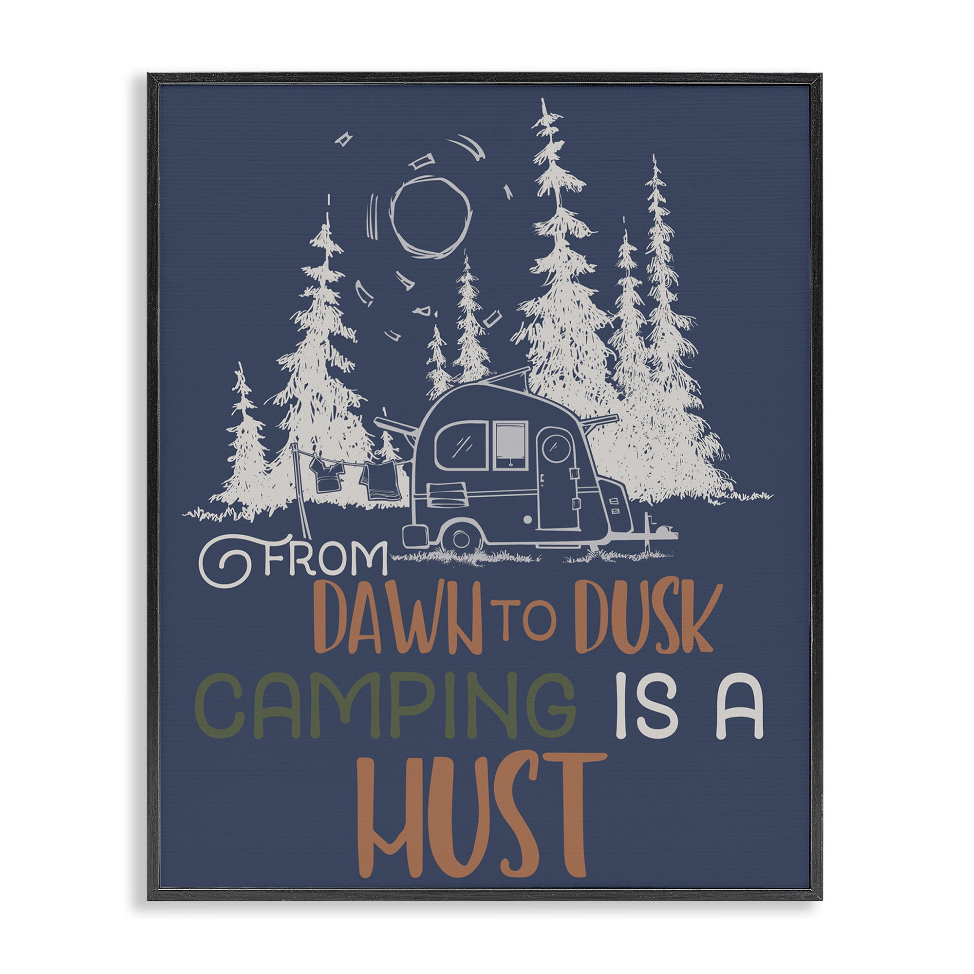 Stupell Industries Dawn to Dusk Camping Landscape Painting Black Framed Art Print Wall Art, 16 x 20