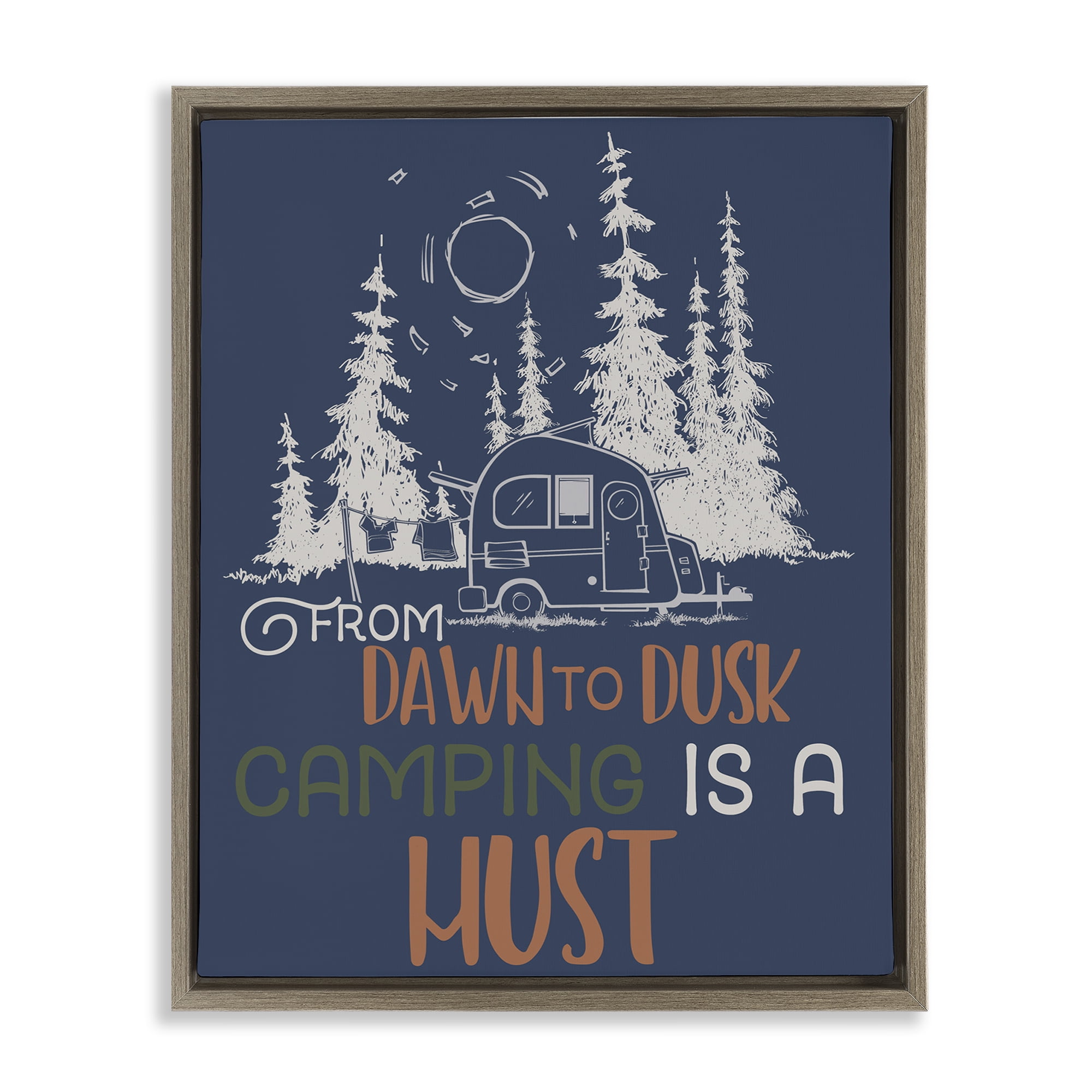 Stupell Industries Dawn to Dusk Camping Landscape Painting Brown Floater Framed Art Print Wall Art, 25 x 31