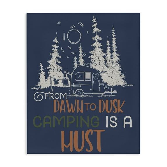 Stupell Industries Dawn to Dusk Camping Landscape Painting Gallery Wrapped Canvas Art Print Wall Art, 24 x 30
