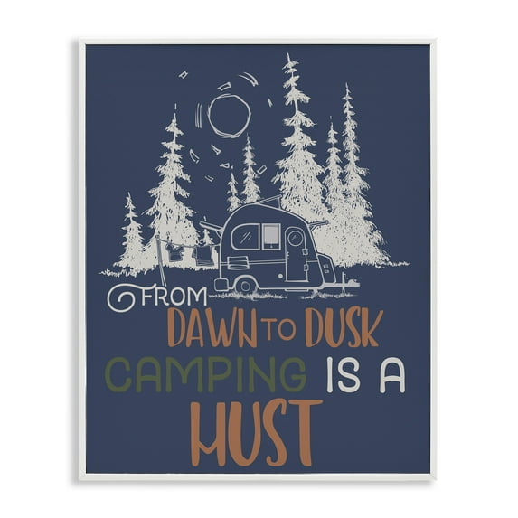 Stupell Industries Dawn to Dusk Camping Landscape Painting White Framed Art Print Wall Art, 24 x 30