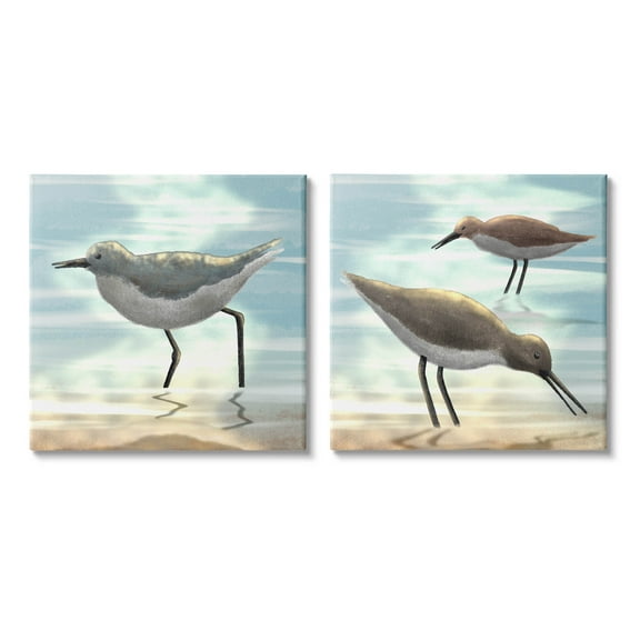 Stupell Industries Dawning Friends Sandpiper Coast Graphic Art Gallery Wrapped Canvas Print Wall Art, Set of 2, Design by Marcus Prime