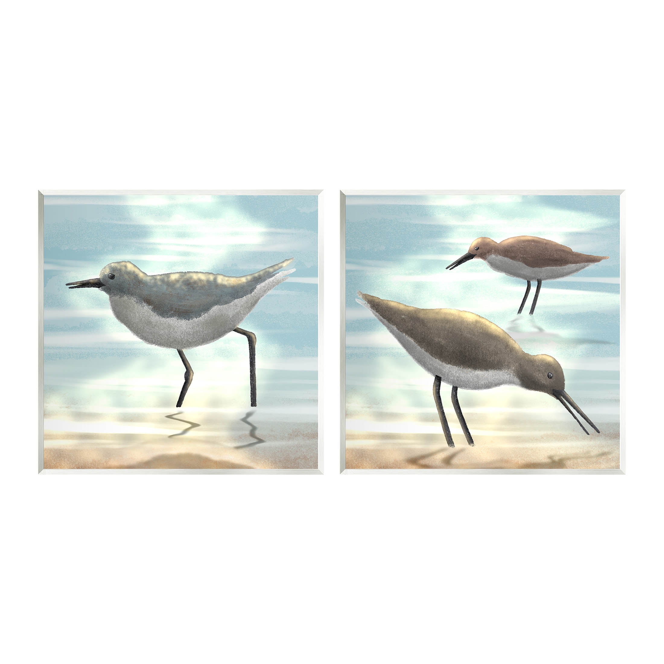Stupell Industries Dawning Friends Sandpiper Coast Graphic Art Unframed Art Print Wall Art, Set of 2, Design by Marcus Prime