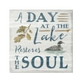 thumbnail image 1 of Stupell Industries Day At Lake Restores Soul Rustic Quote Grain Pattern Graphic Art Gallery-Wrapped Canvas Print Wall Art, 36x36, by Silvia Vassileva, 1 of 7