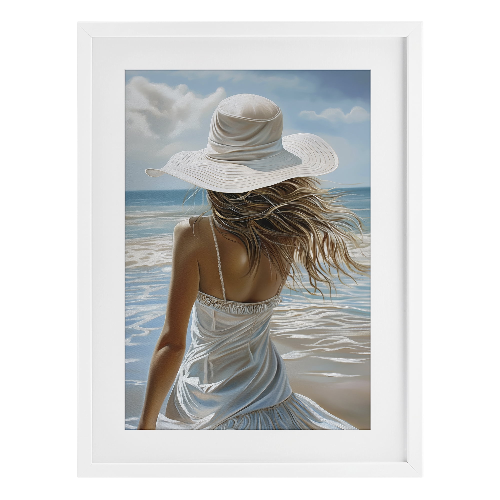 Stupell Industries Day Dreaming Summer Beach White Framed Print Under Glass, design by Imagine It Images