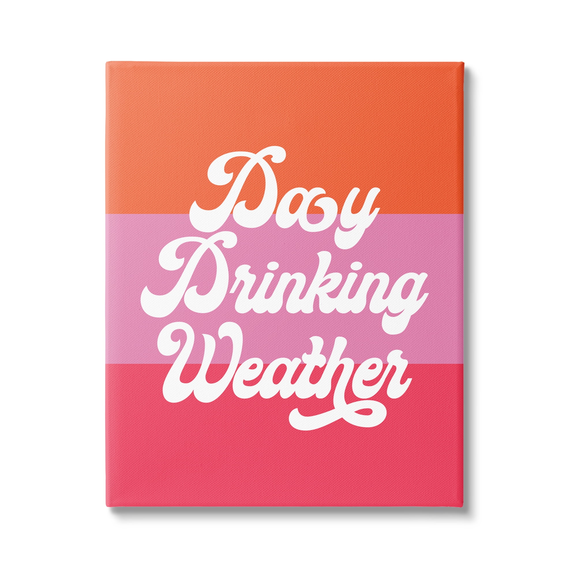 Stupell Industries Day Drinking Weather Summer Stripes Retro Typography Graphic Art Gallery Wrapped Canvas Print Wall Art, Design by Daphne Polselli