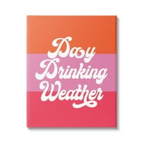 Stupell Industries Day Drinking Weather Summer Stripes Retro Typography Graphic Art Gallery Wrapped Canvas Print Wall Art, Design by Daphne Polselli