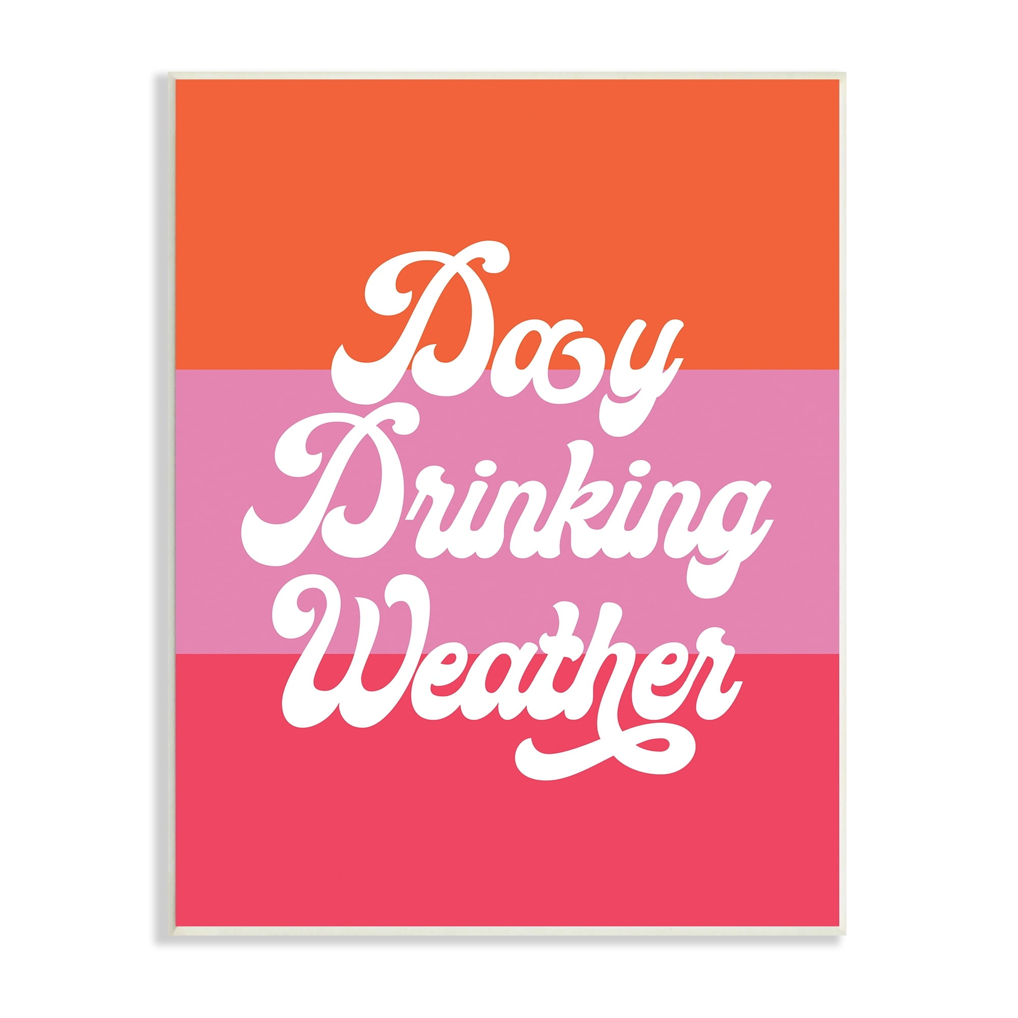 Stupell Industries Day Drinking Weather Summer Stripes Retro Typography Graphic Art Unframed Art Print Wall Art, Design by Daphne Polselli
