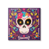 Stupell Industries Day Of Dead Floral Patterned Skull Holiday Painting Gallery Wrapped Canvas Print Wall Art