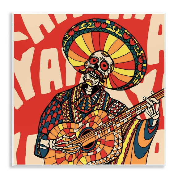 Stupell Industries Day Of Dead Guitarist Skeleton Music Painting Unframed Art Print Wall Art, 12 x 12