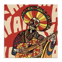 Stupell Industries Day Of Dead Guitarist Skeleton Music Painting Wrapped Canvas Canvas Art Print Wall Art, 17 x 17