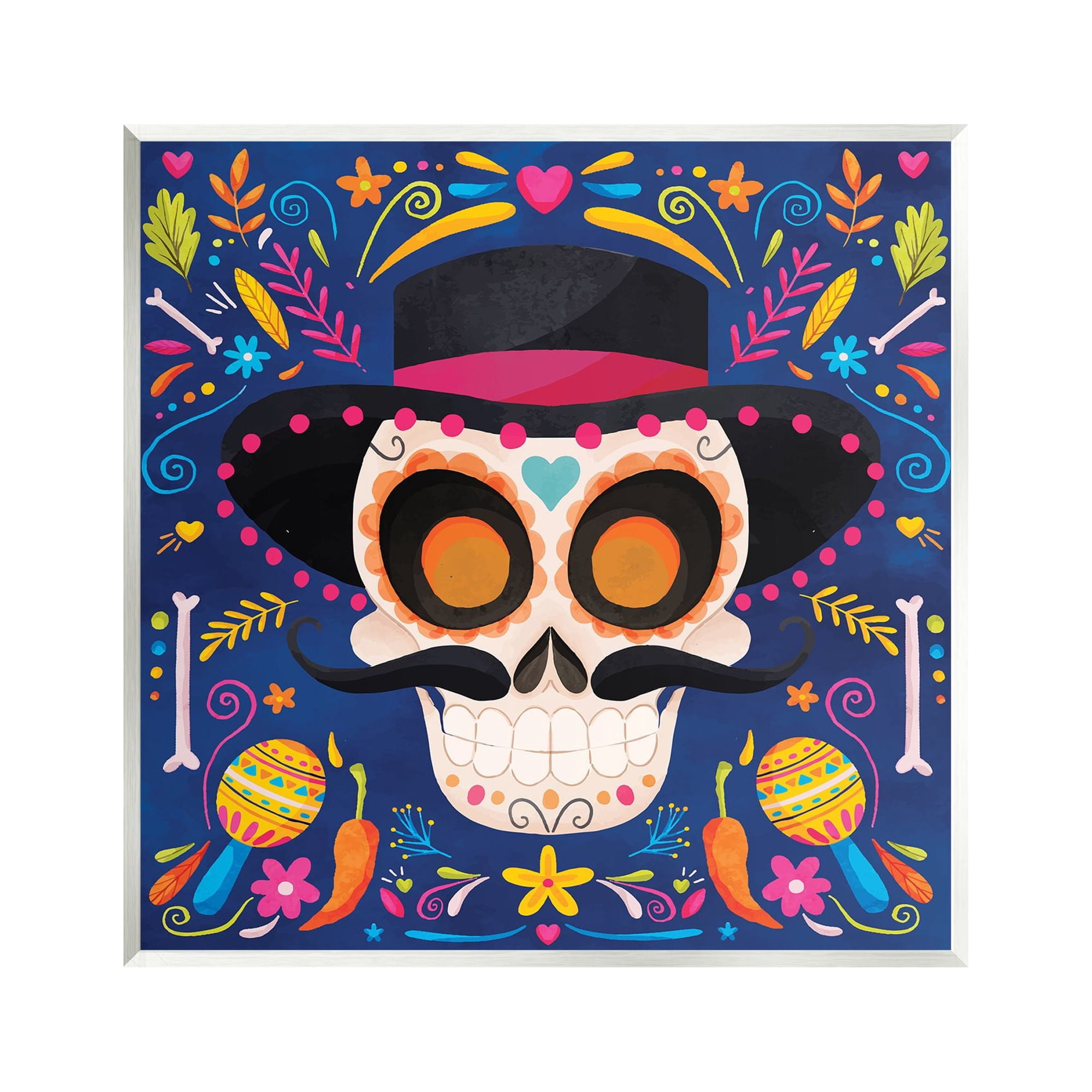 Stupell Industries Day Of Dead Patterned Skull Holiday Painting Unframed Art Print Wall Art