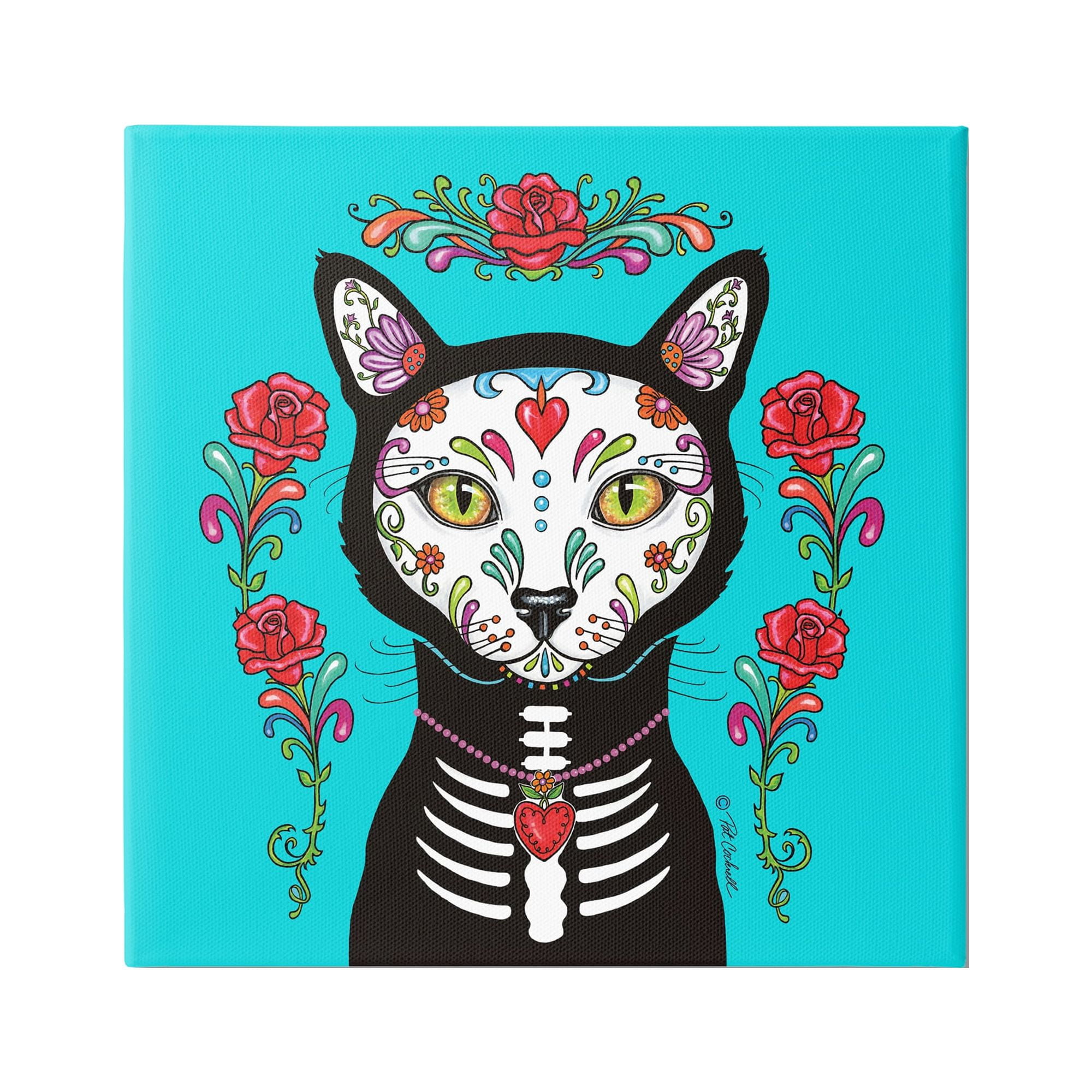 Stupell Industries Day of Dead Cat Portrait Animals & Insects Painting Gallery Wrapped Canvas Print Wall Art, 30 x 30